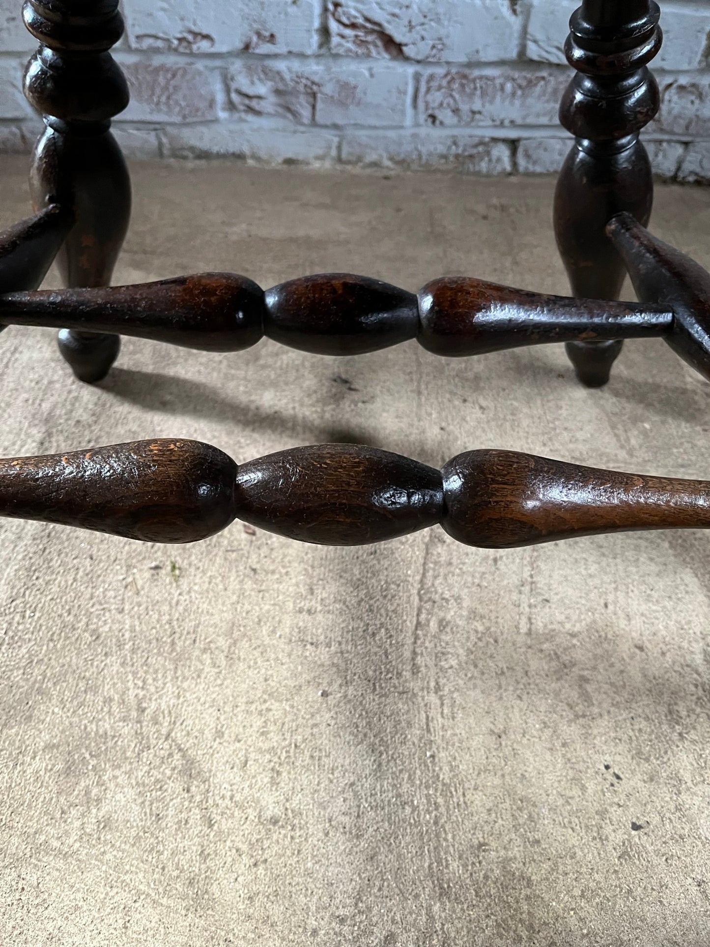 Early Victorian smokers bow arm fireside chair.