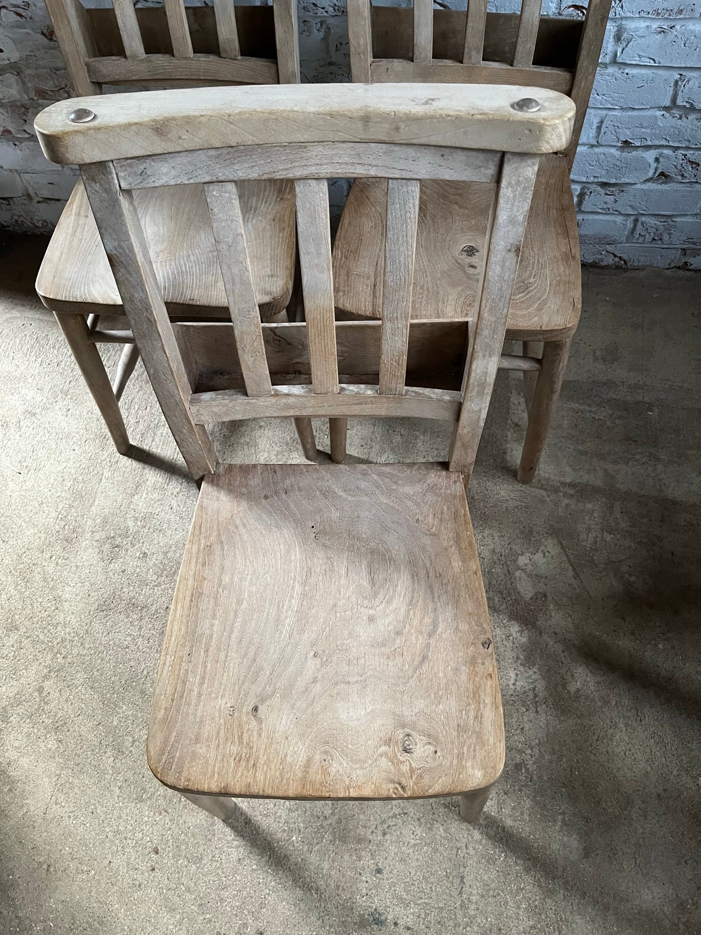 Set of 4 vintage chapel chairs.