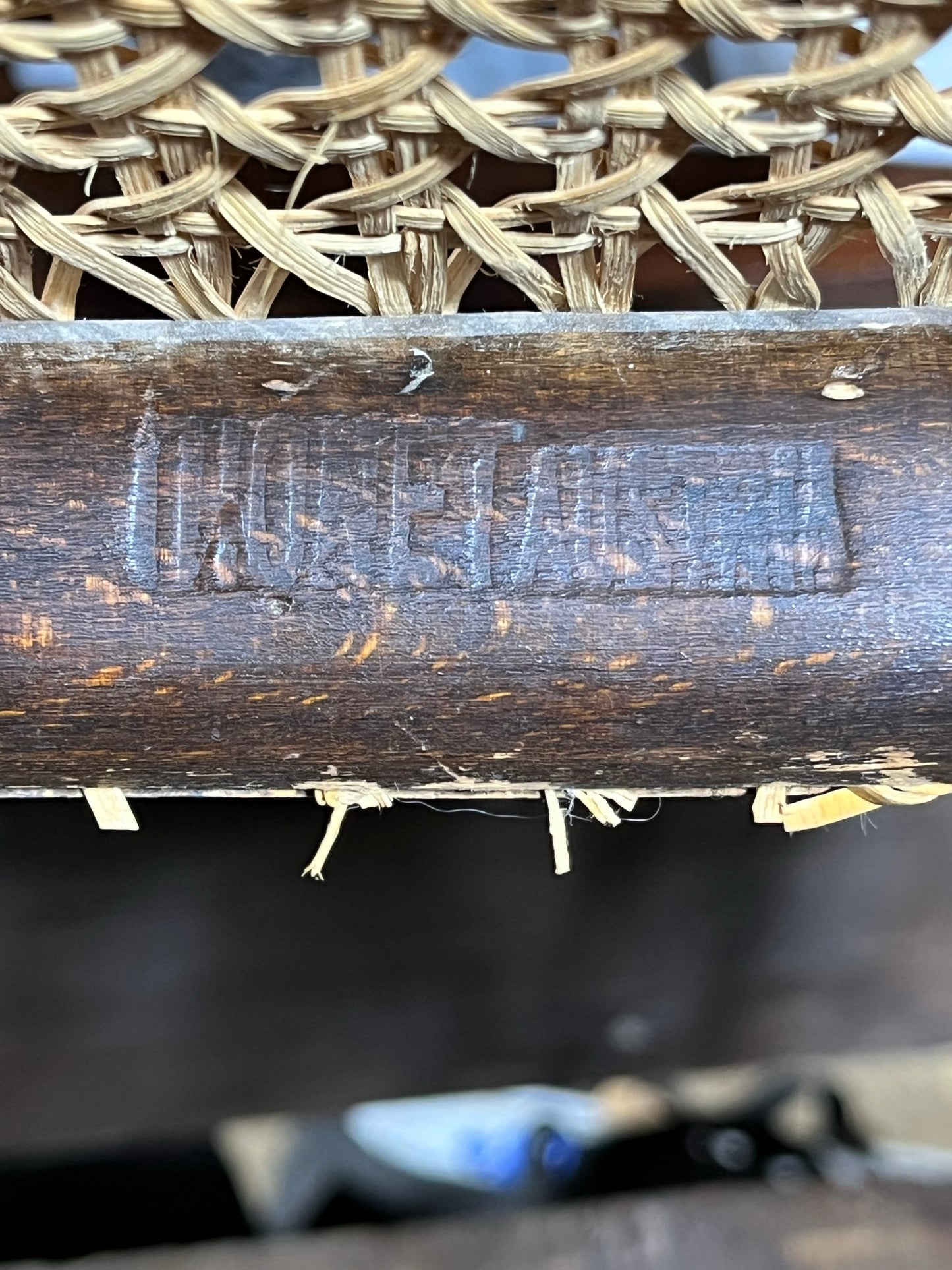 Original and stamped Thonet bentwood rocking chair, Model No. 10.