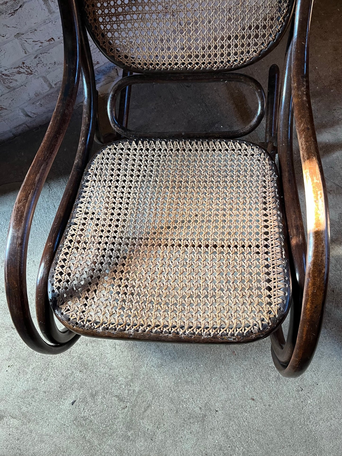 Original and stamped Thonet bentwood rocking chair, Model No. 10.