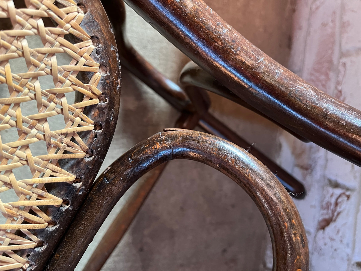 Original and stamped Thonet bentwood rocking chair, Model No. 10.