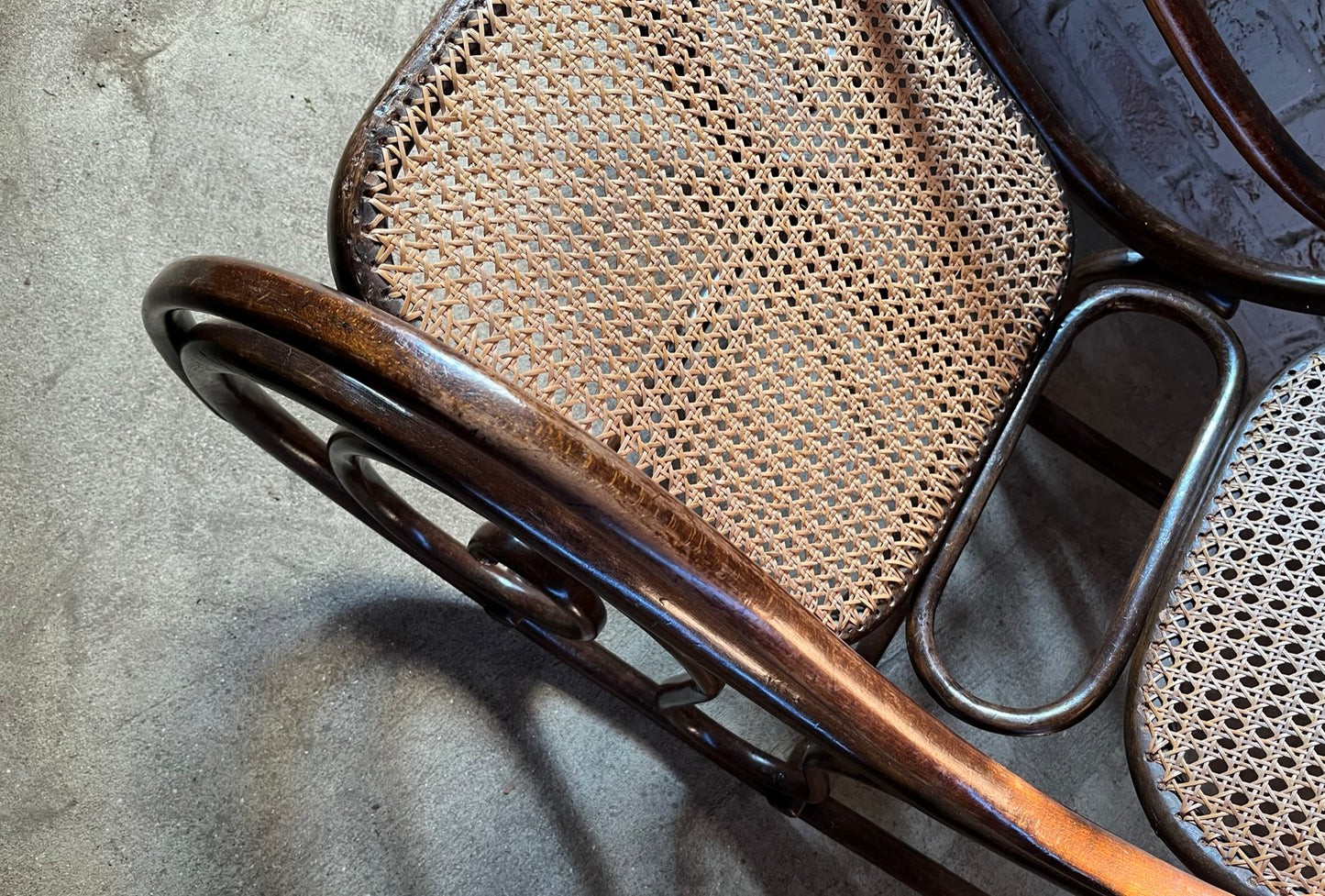 Original and stamped Thonet bentwood rocking chair, Model No. 10.