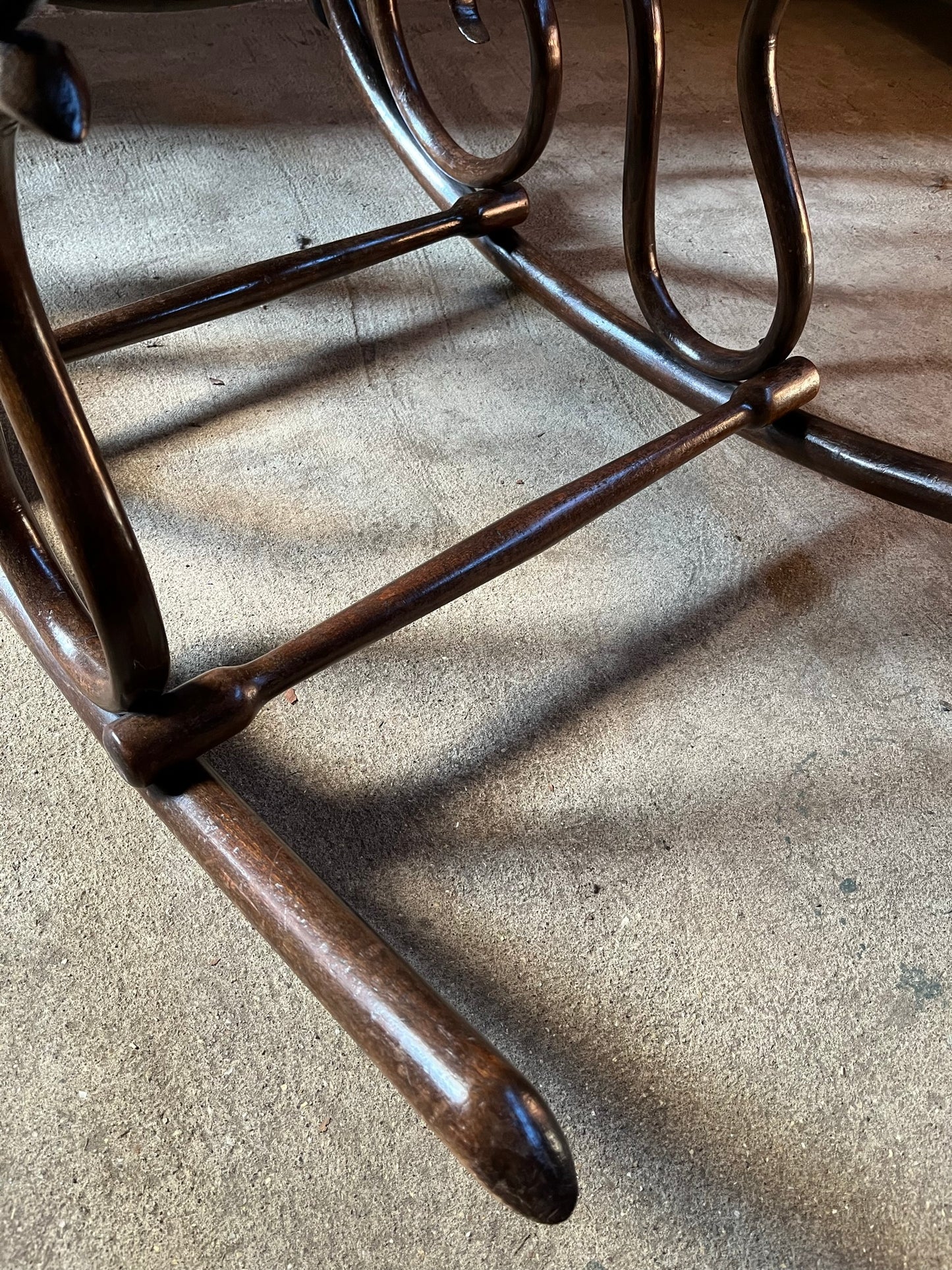 Original and stamped Thonet bentwood rocking chair, Model No. 10.