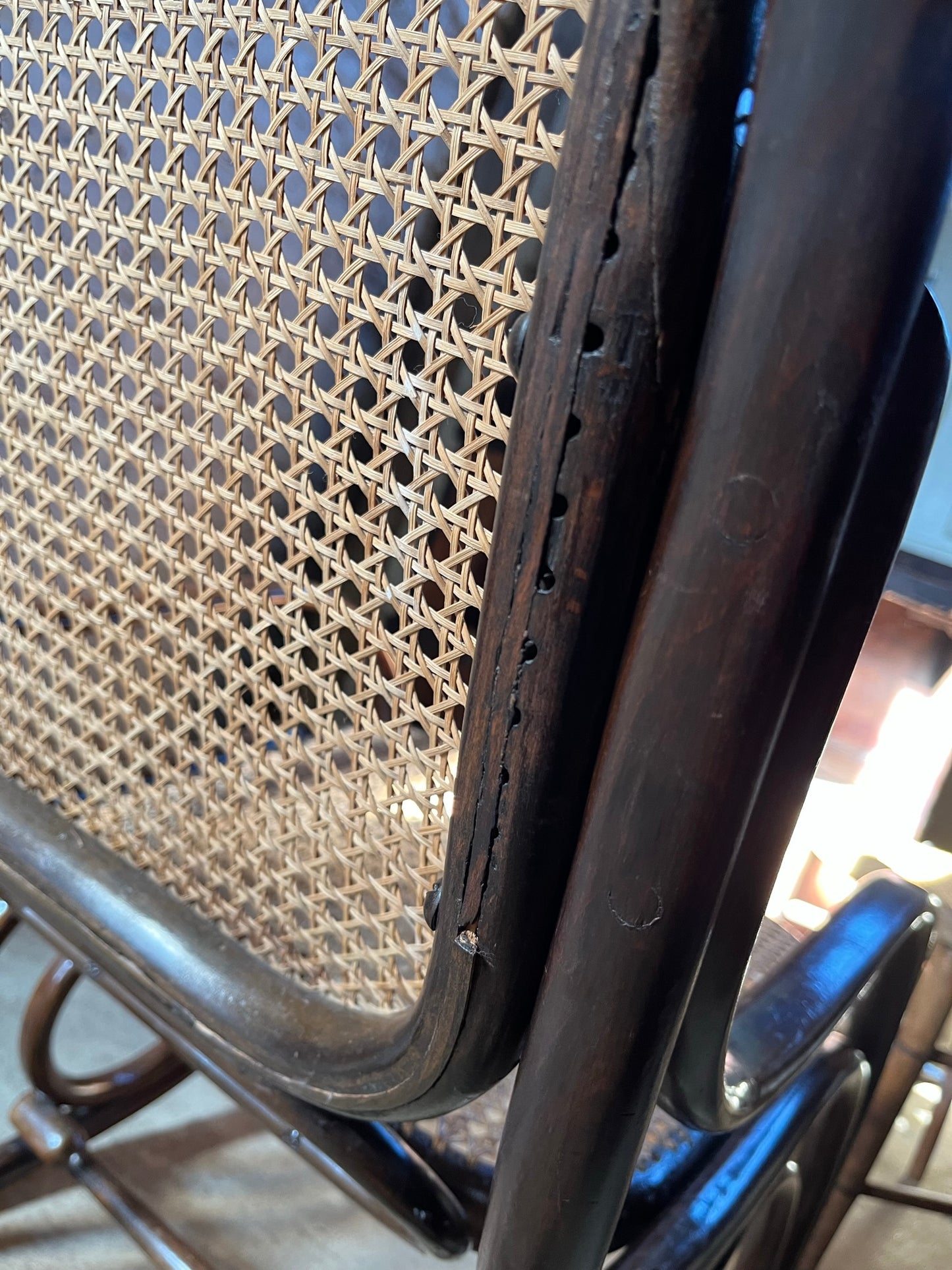 Original and stamped Thonet bentwood rocking chair, Model No. 10.