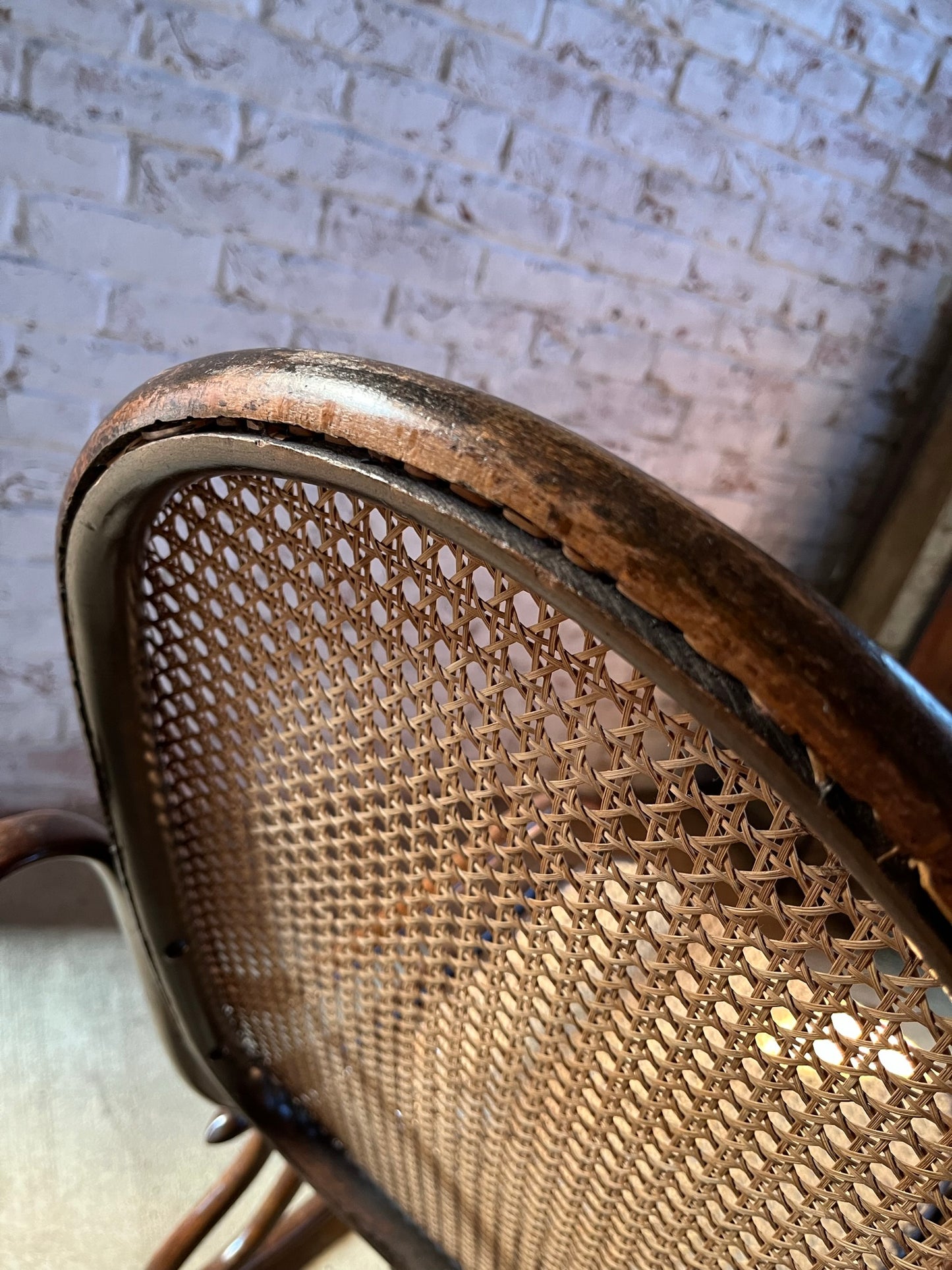 Original and stamped Thonet bentwood rocking chair, Model No. 10.