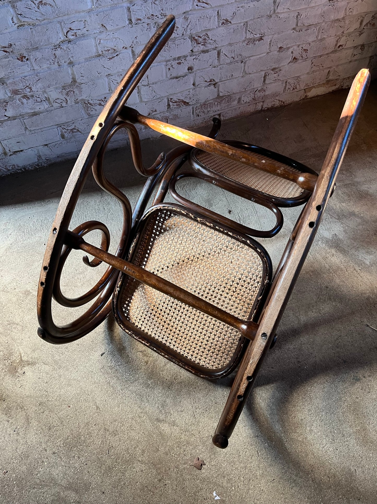 Original and stamped Thonet bentwood rocking chair, Model No. 10.