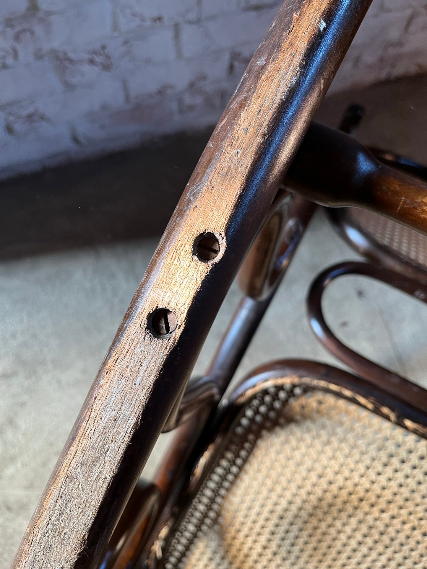 Original and stamped Thonet bentwood rocking chair, Model No. 10.