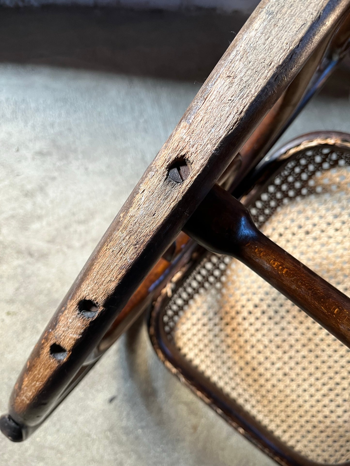 Original and stamped Thonet bentwood rocking chair, Model No. 10.