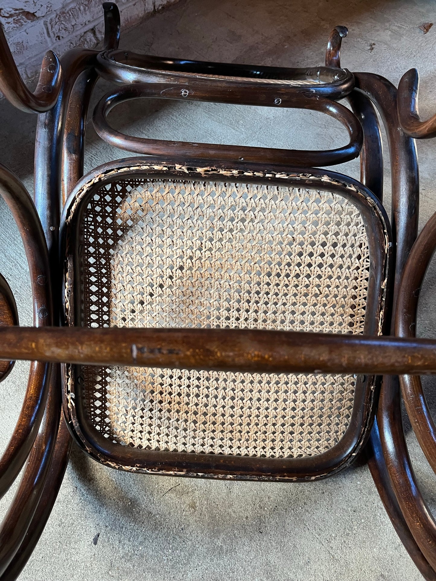 Original and stamped Thonet bentwood rocking chair, Model No. 10.
