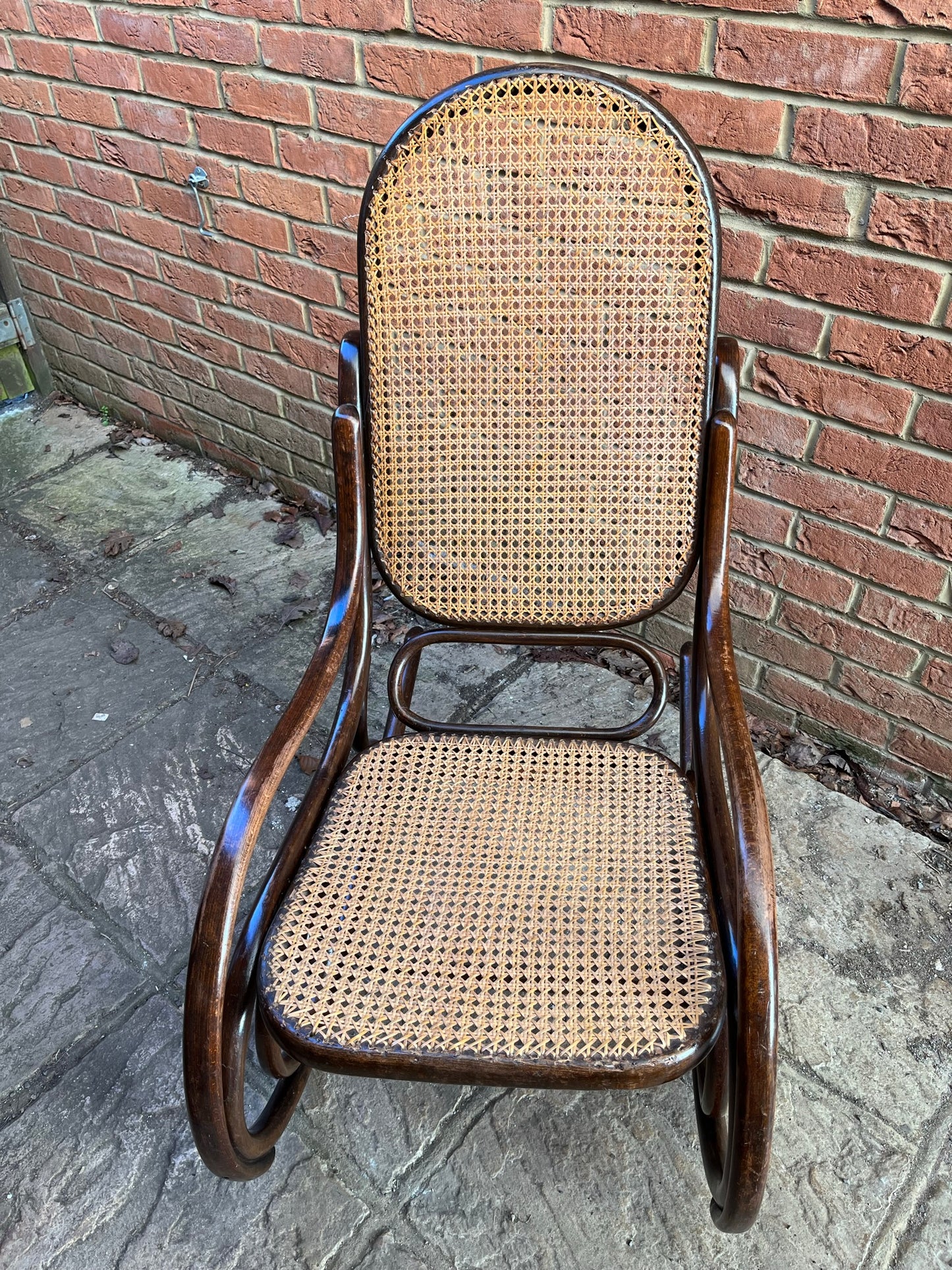 Original and stamped Thonet bentwood rocking chair, Model No. 10.