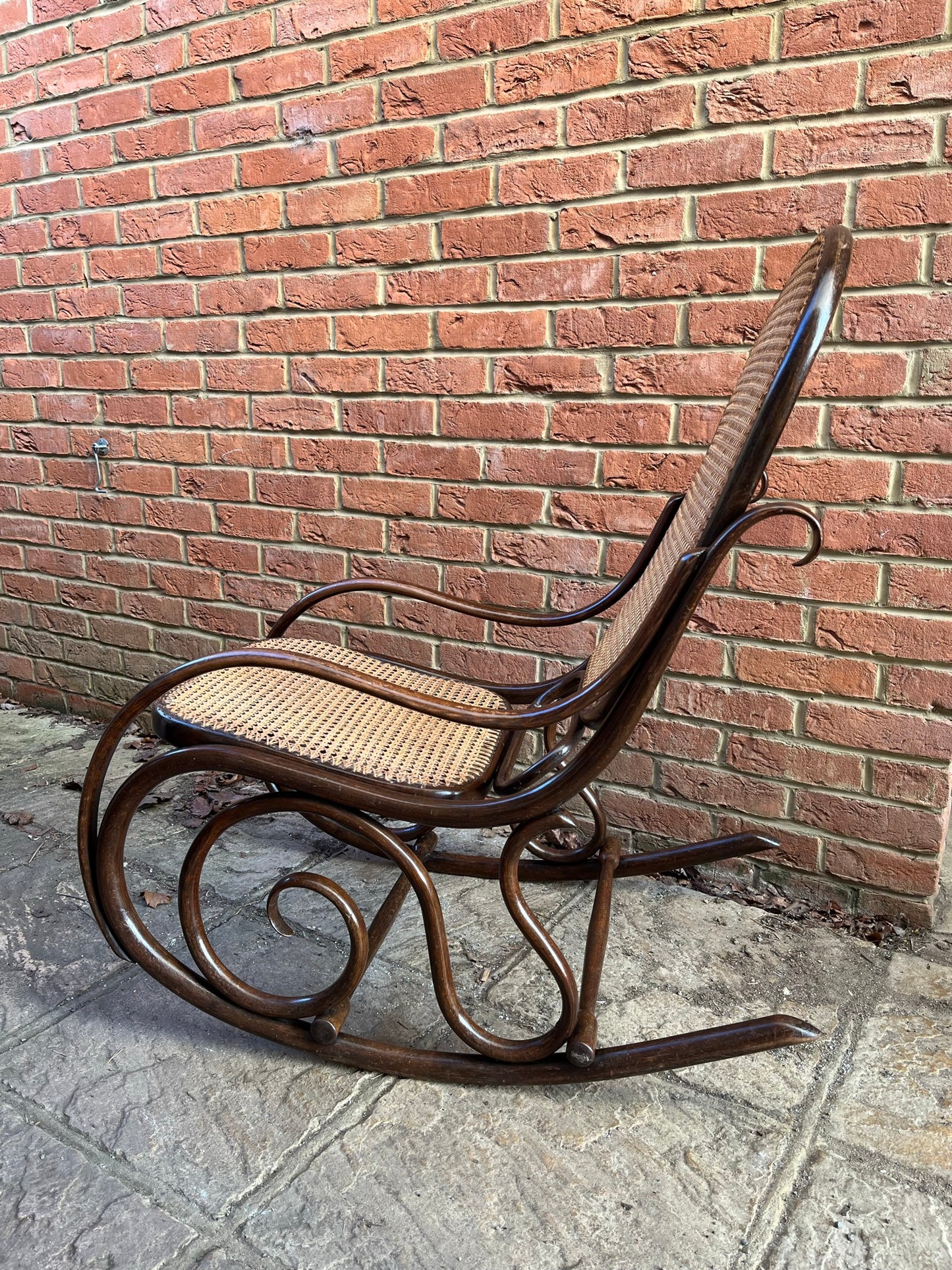 Original and stamped Thonet bentwood rocking chair, Model No. 10.