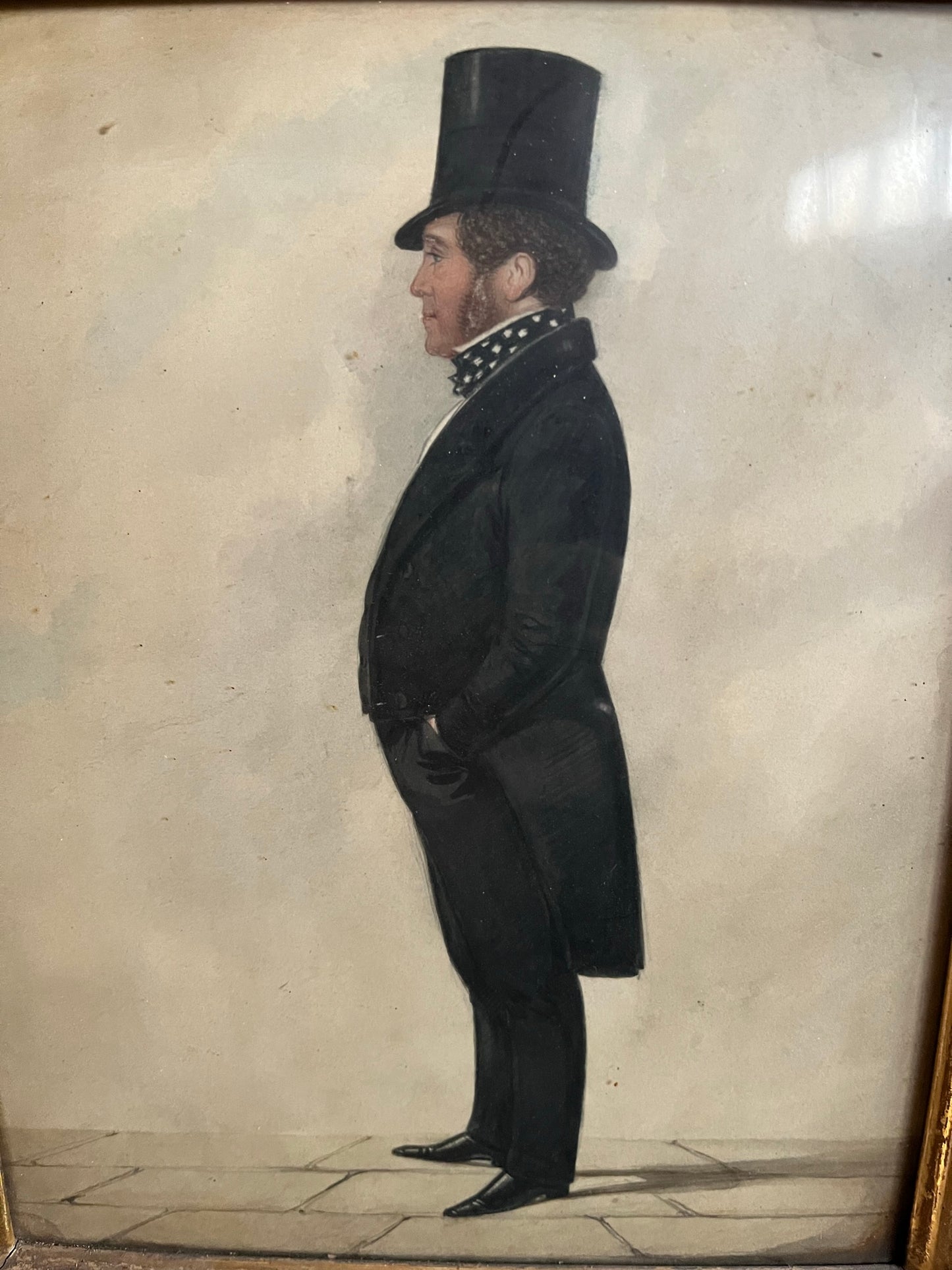 19th century water colour of a City gent.