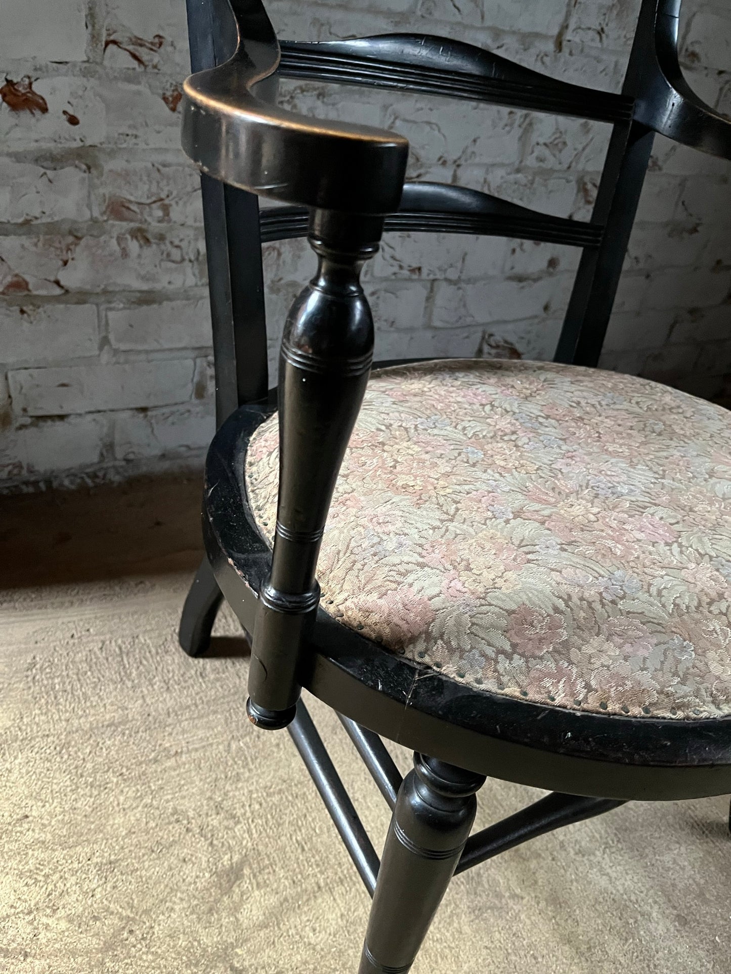 Aesthetic movement low ebonised chair.