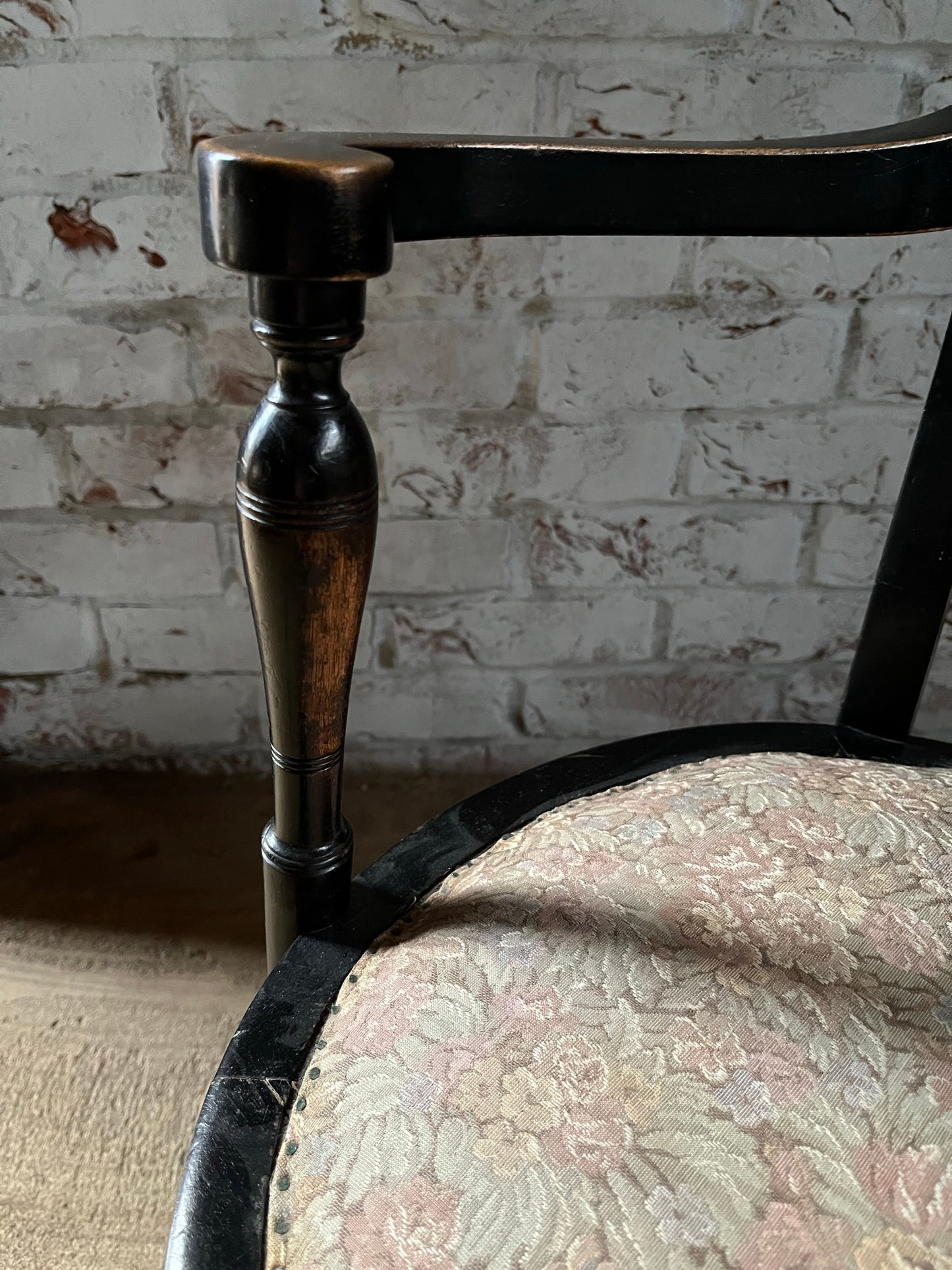 Aesthetic movement low ebonised chair.