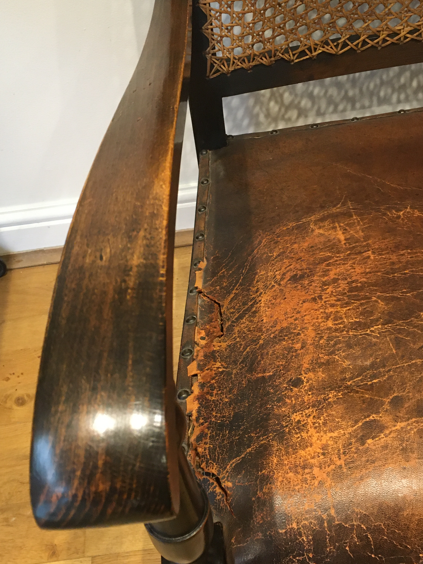 1930's leather seated armchair