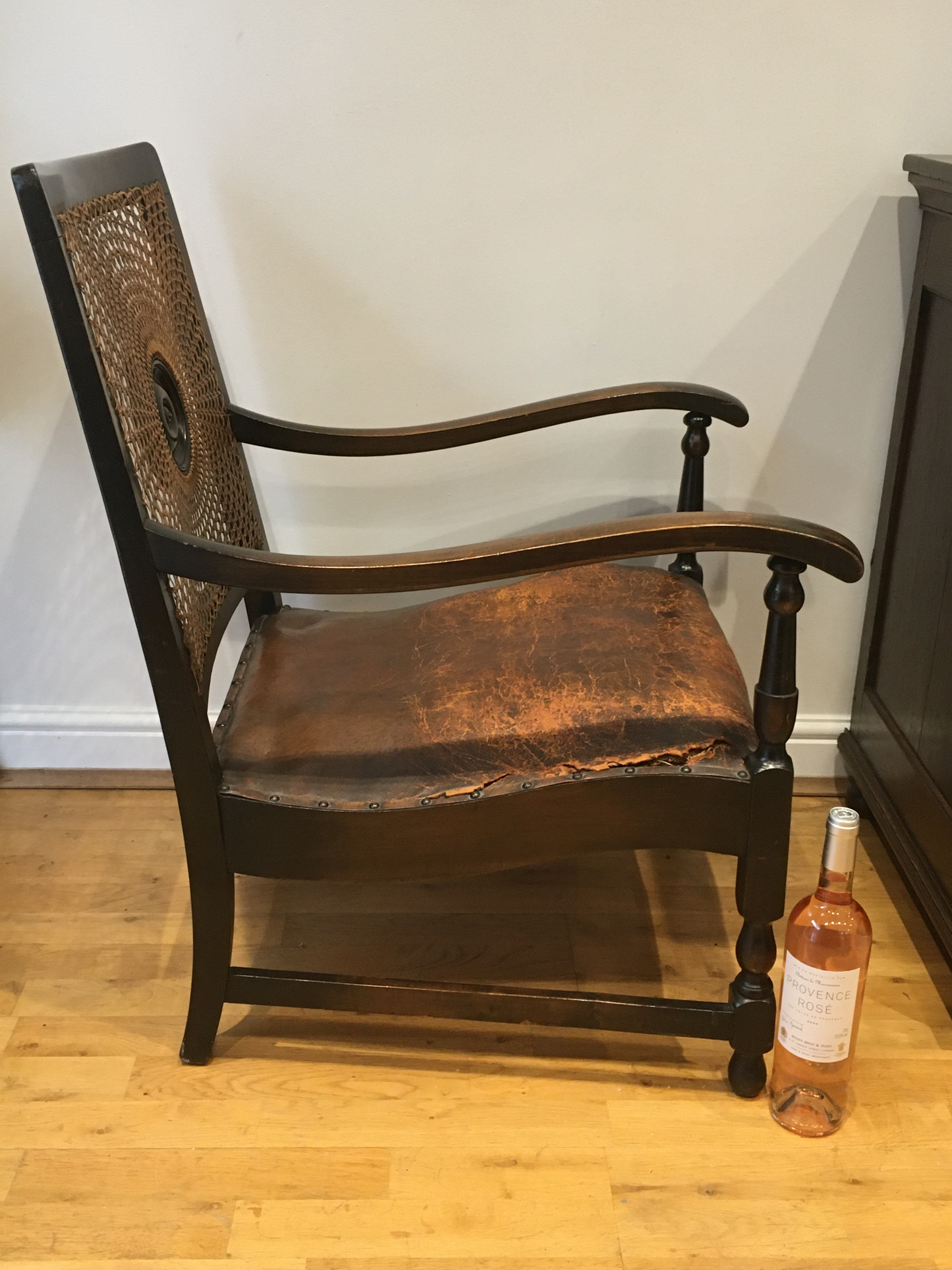 1930's leather seated armchair