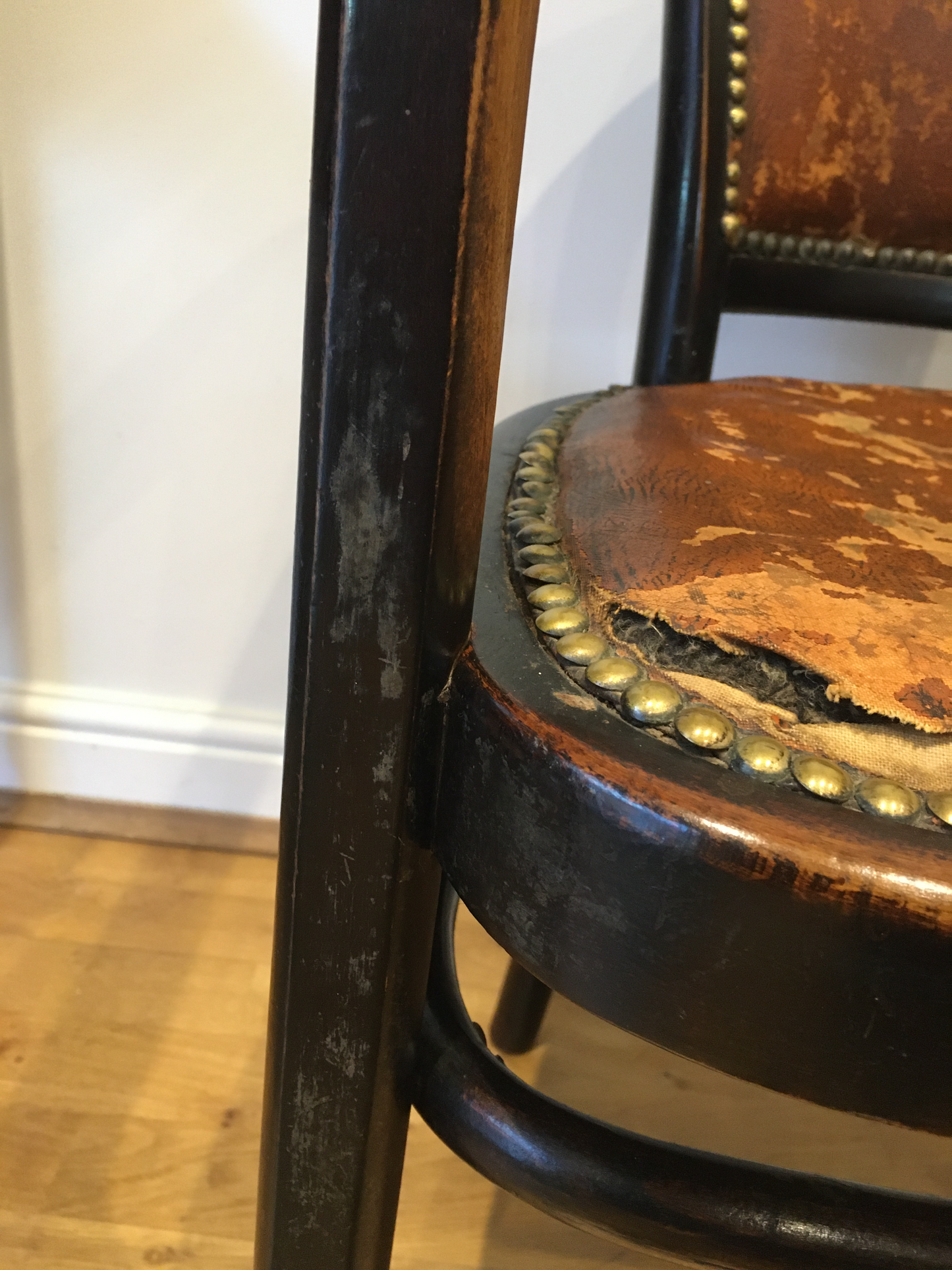 Rare Thonet tub chair/armchair with rexine seat and back