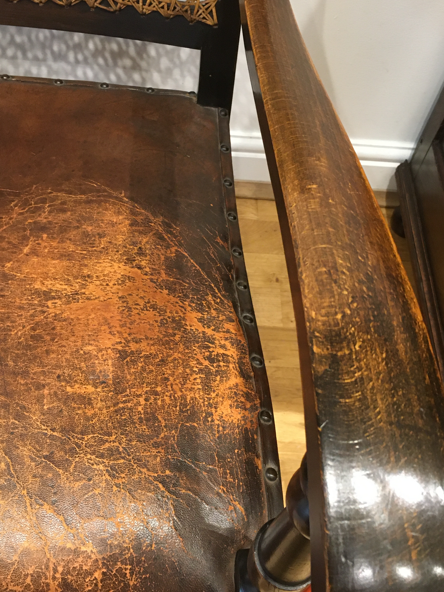1930's leather seated armchair