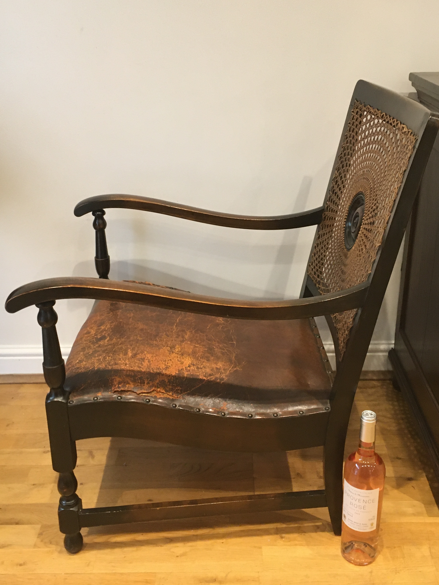 1930's leather seated armchair