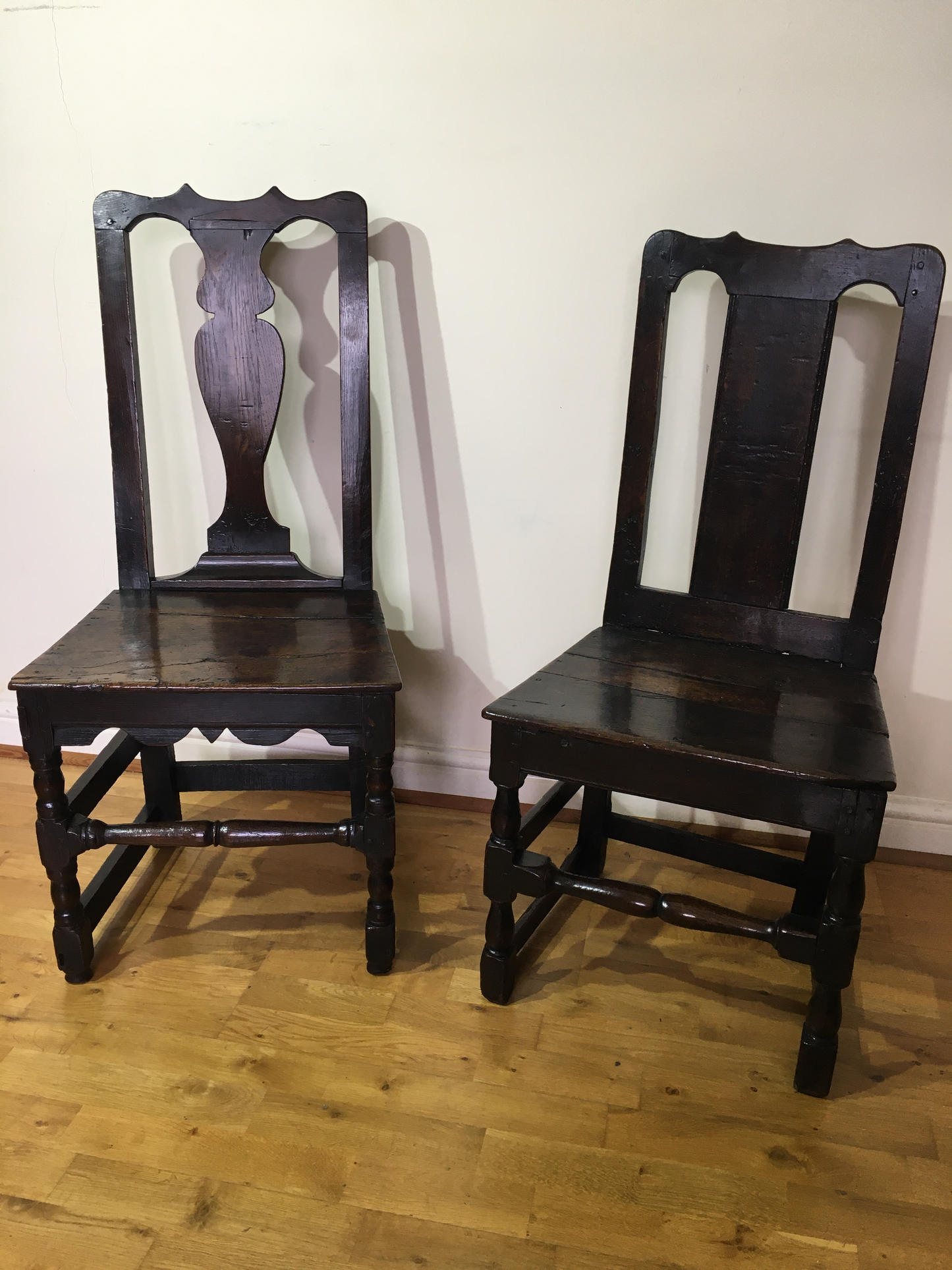 Two 17th/18th century country made chairs.