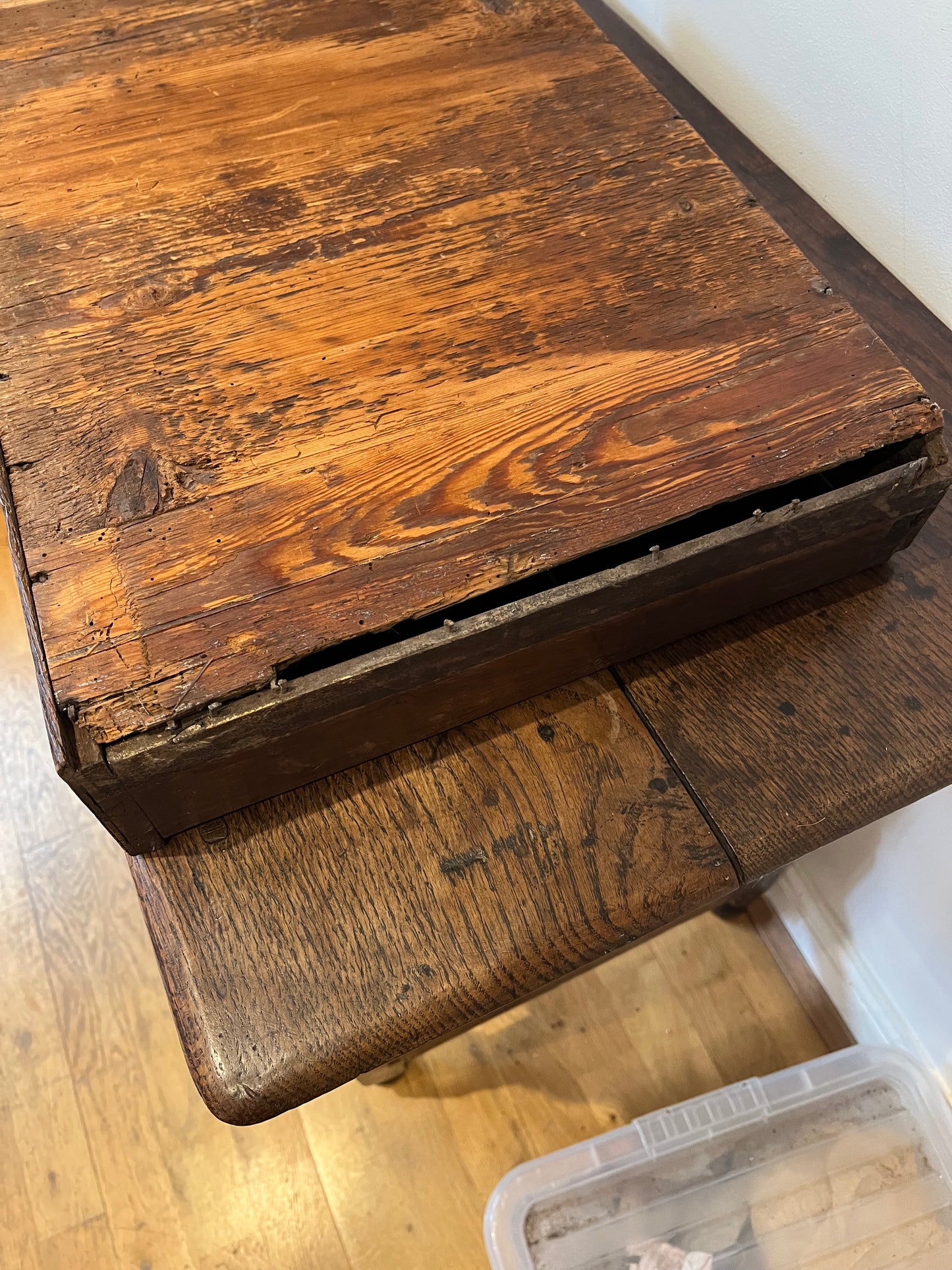 Early 18th century oak side table.