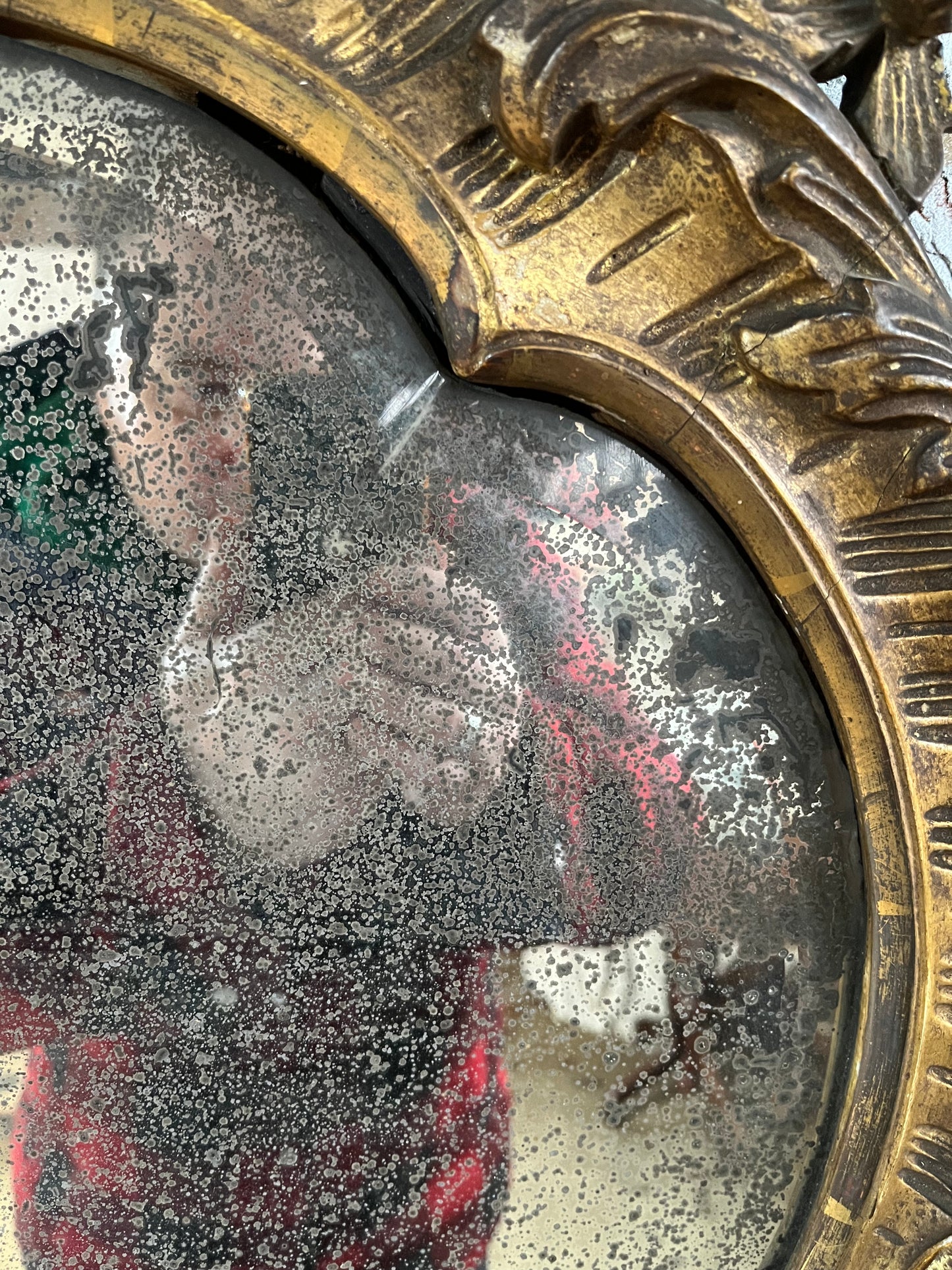 Superb rococo style mirror with foxed plate.