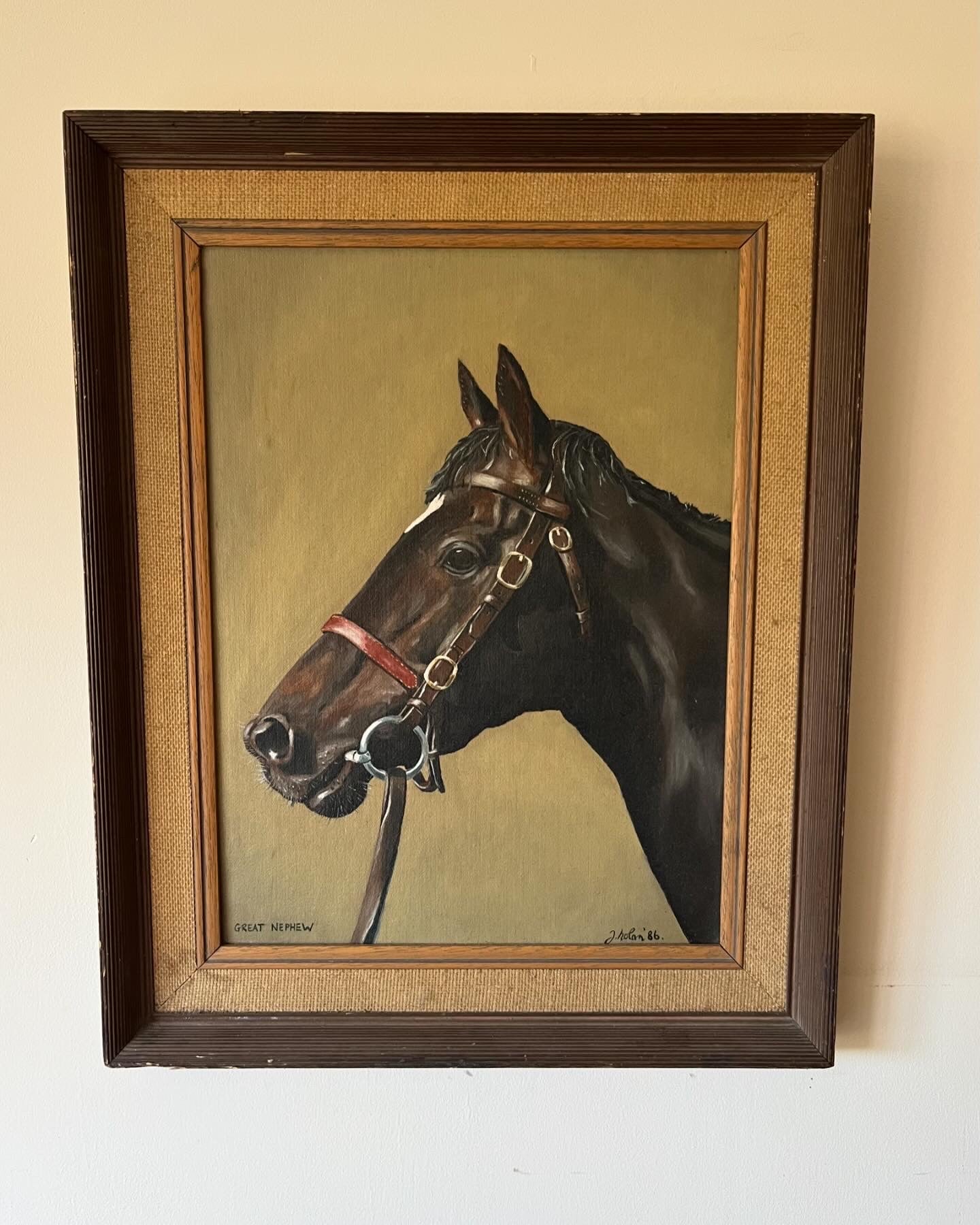 Oil painting of ‘Great Nephew’ race horse by John Nolan (b.1958, Irish)