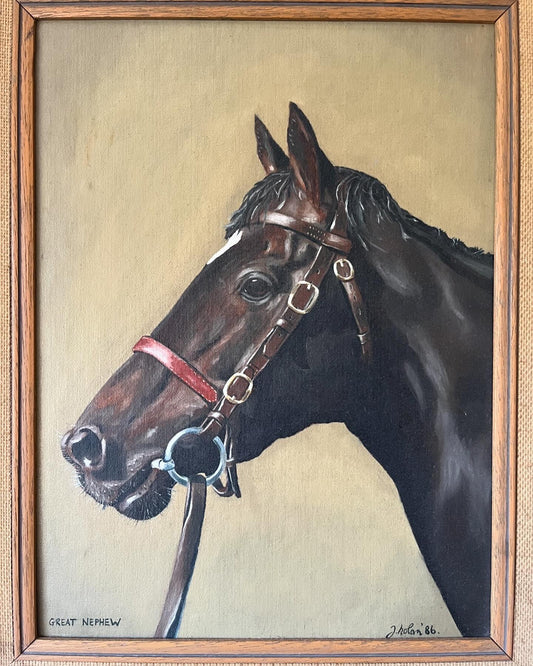 Oil painting of ‘Great Nephew’ race horse by John Nolan (b.1958, Irish)