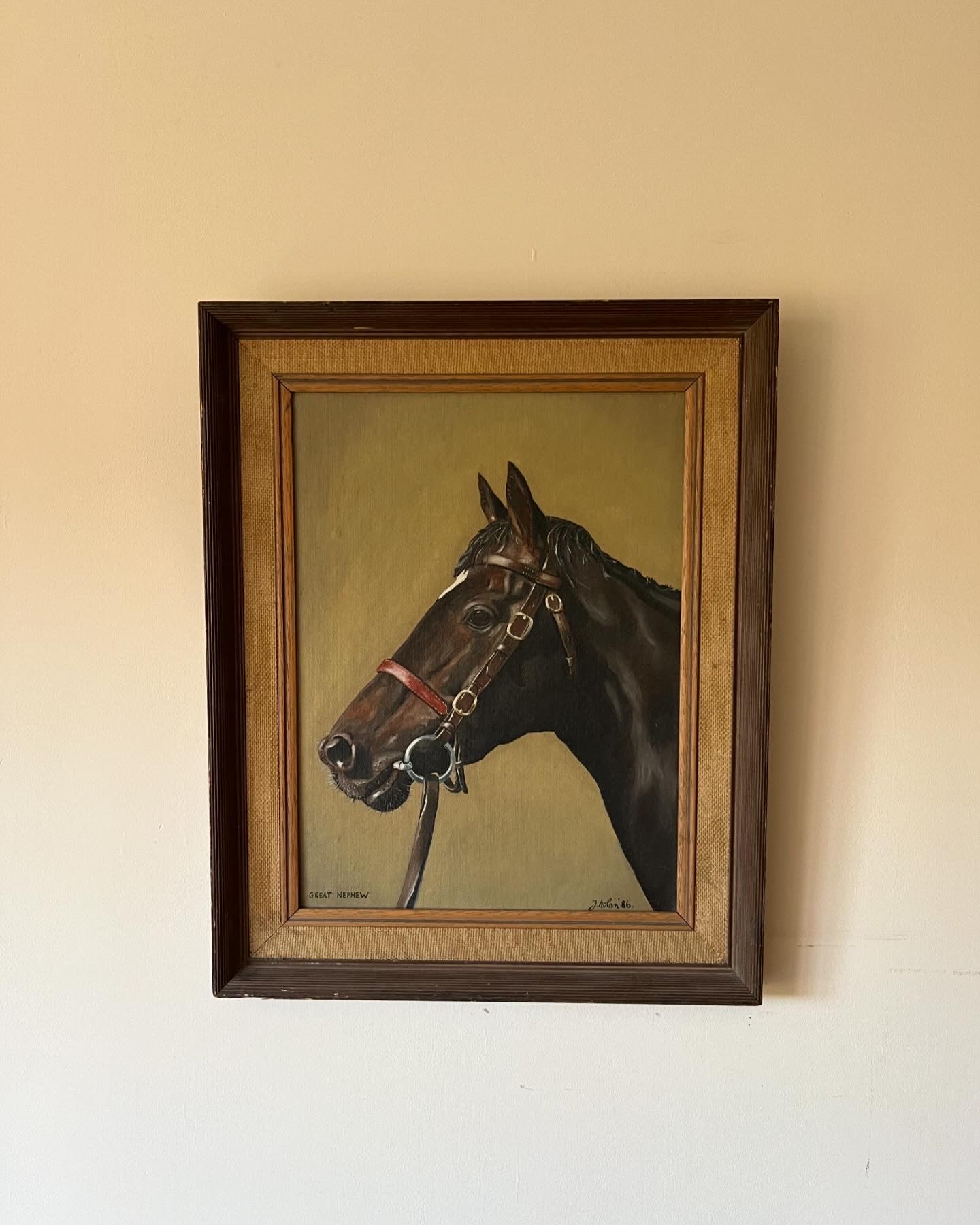 Oil painting of ‘Great Nephew’ race horse by John Nolan (b.1958, Irish)