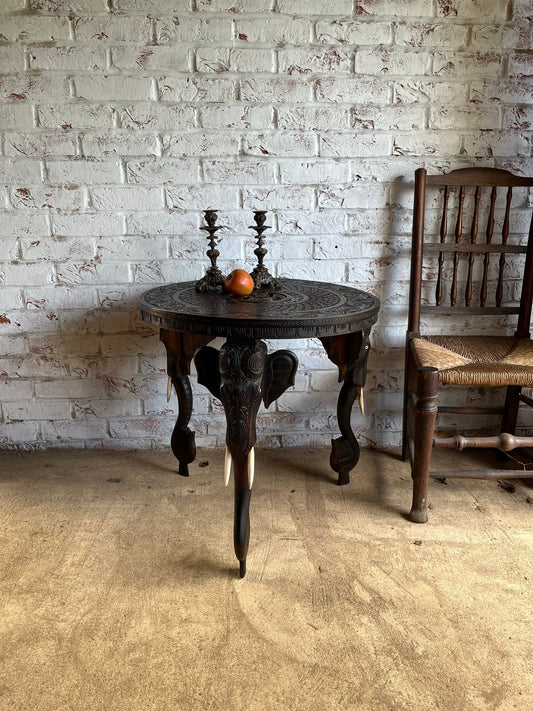 Carved Indian elephant table.