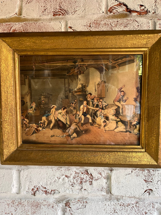 Fine 19th century watercolour of servants playing blind man's buff, after Sir David Wilkie (1785-1841).