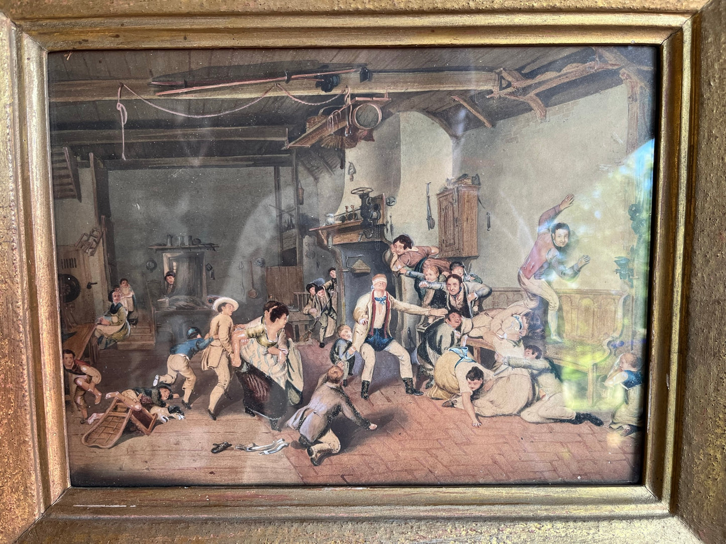 Fine 19th century watercolour of servants playing blind man's buff, after Sir David Wilkie (1785-1841).
