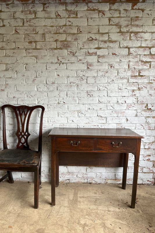 18th century mahogany side or bedroom table with drop leaf.