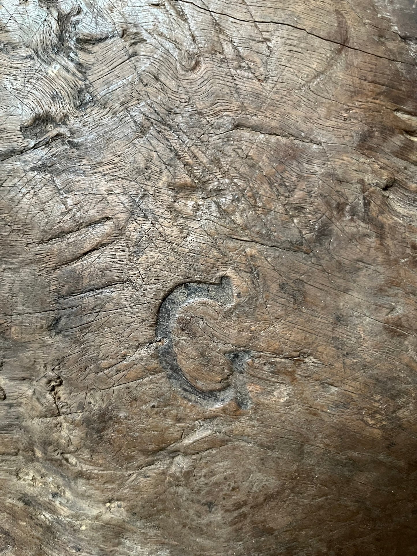 Tall C19th or earlier, primitive work stool or table.