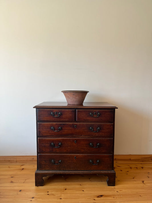 Untouched 18th century mahogany chest of drawers.