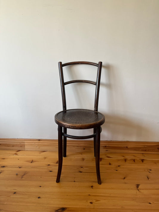 Early bentwood bistro/cafe chair, with label and stamped.