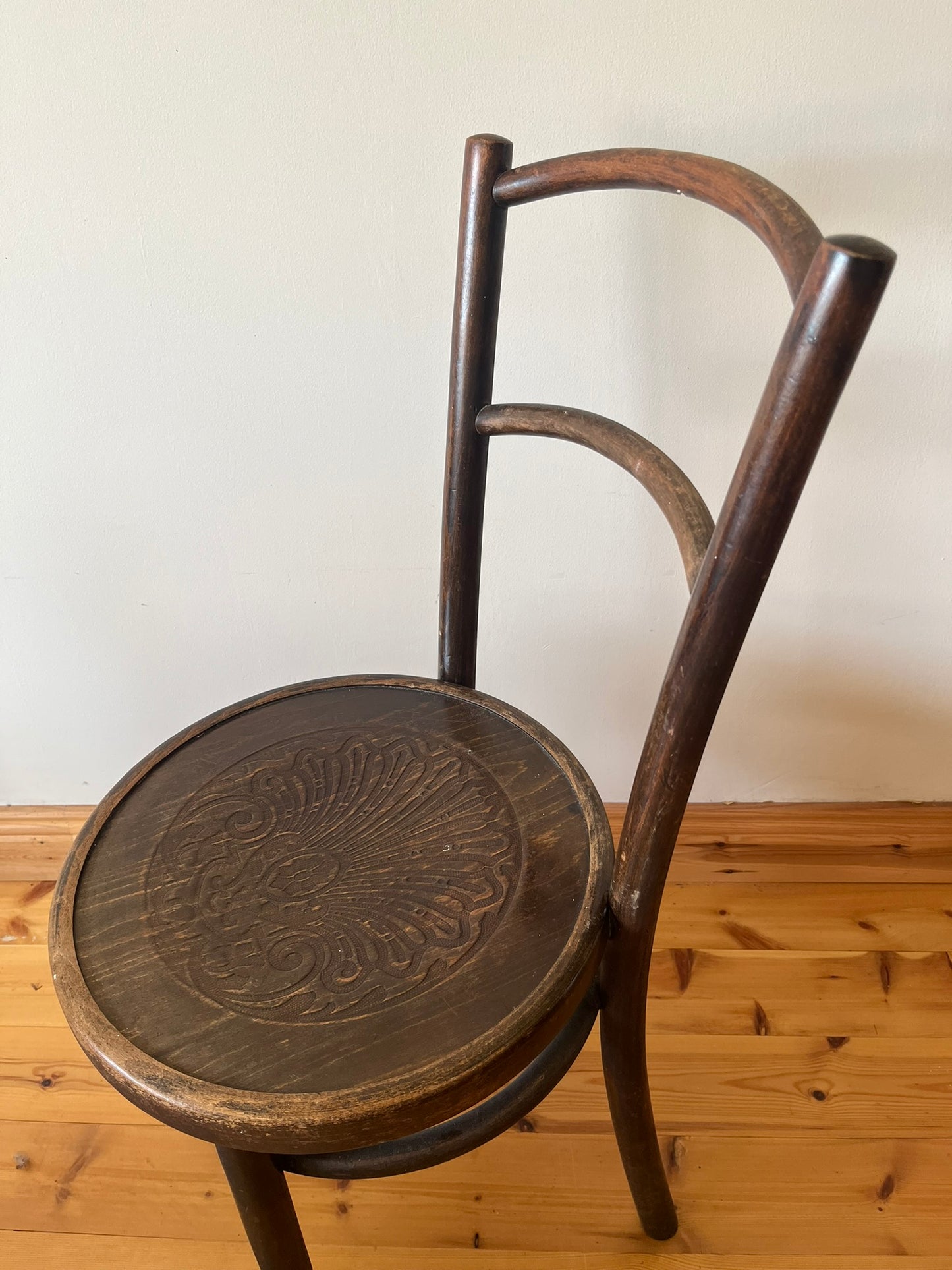 Early bentwood bistro/cafe chair, with label and stamped.