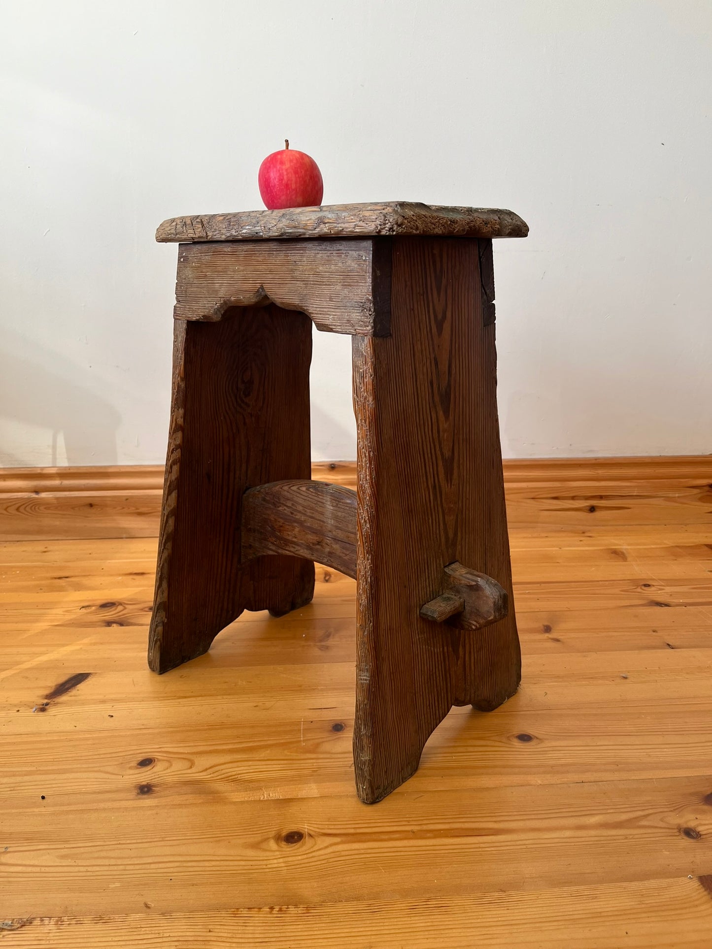 Estate made rustic wooden stool.