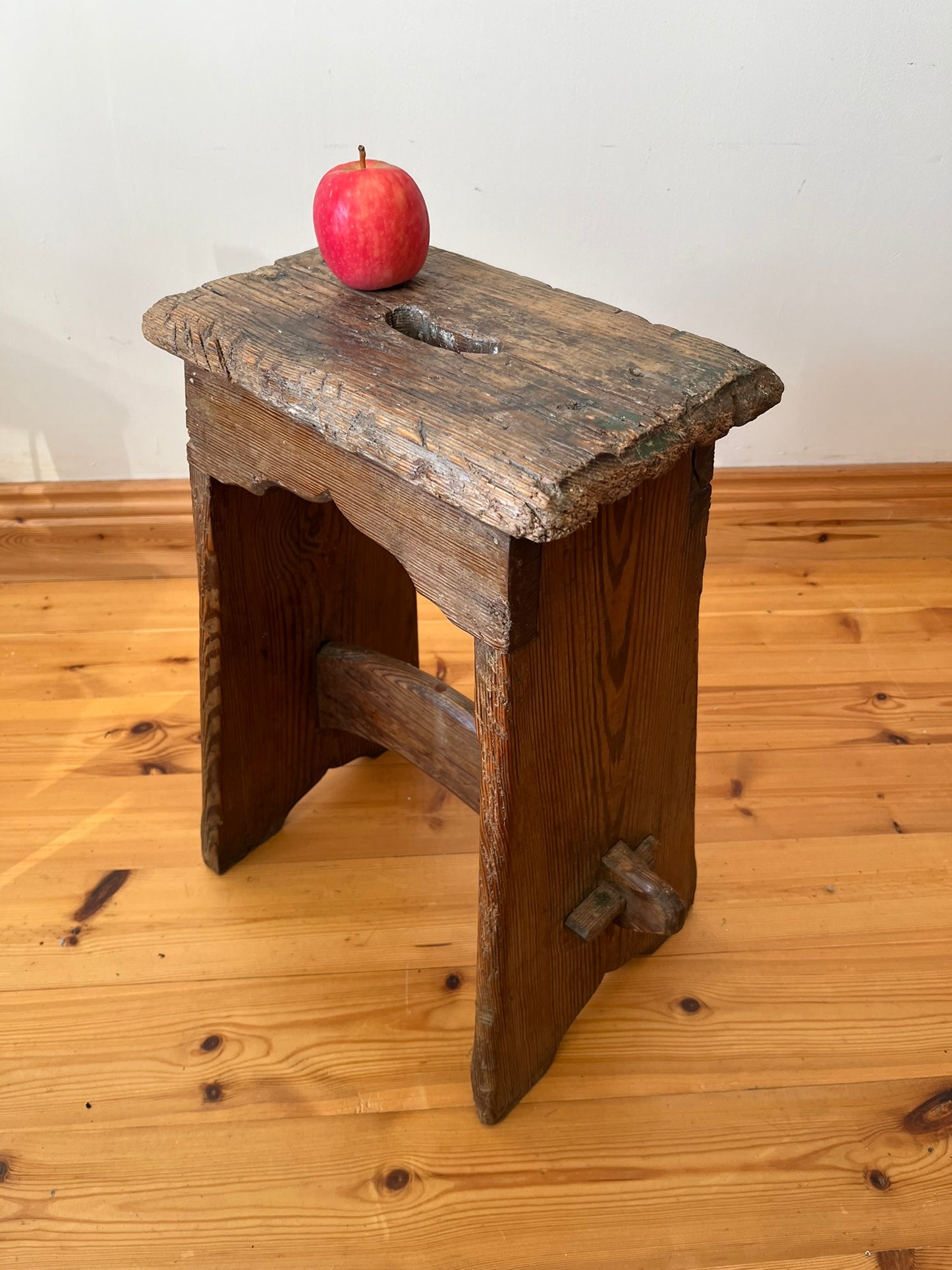 Estate made rustic wooden stool.