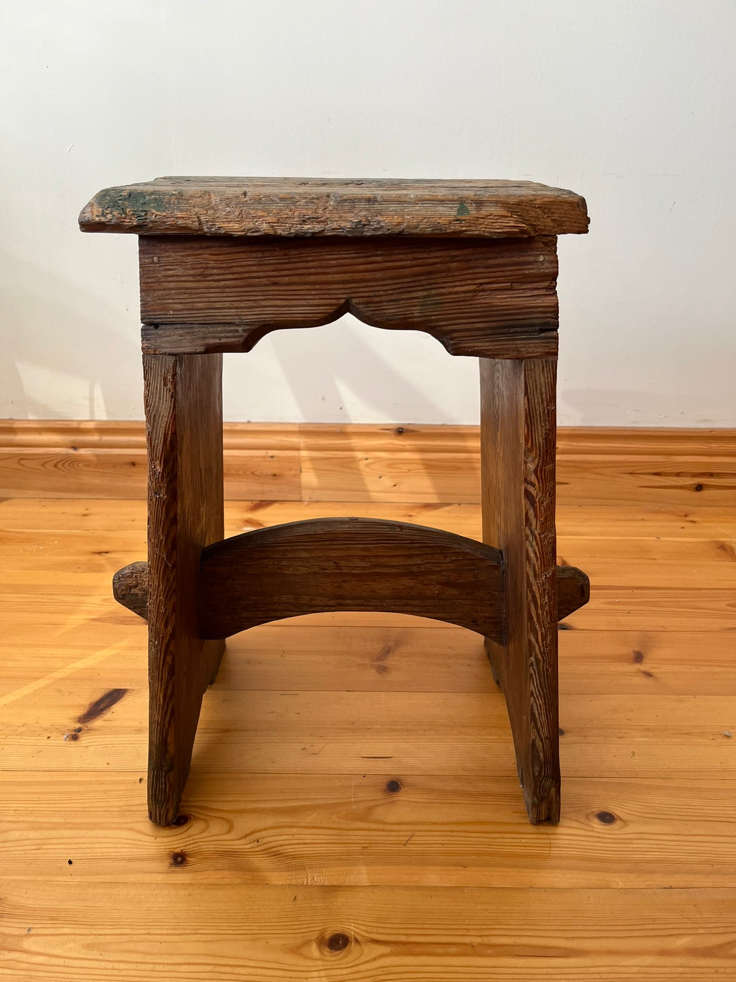 Estate made rustic wooden stool.