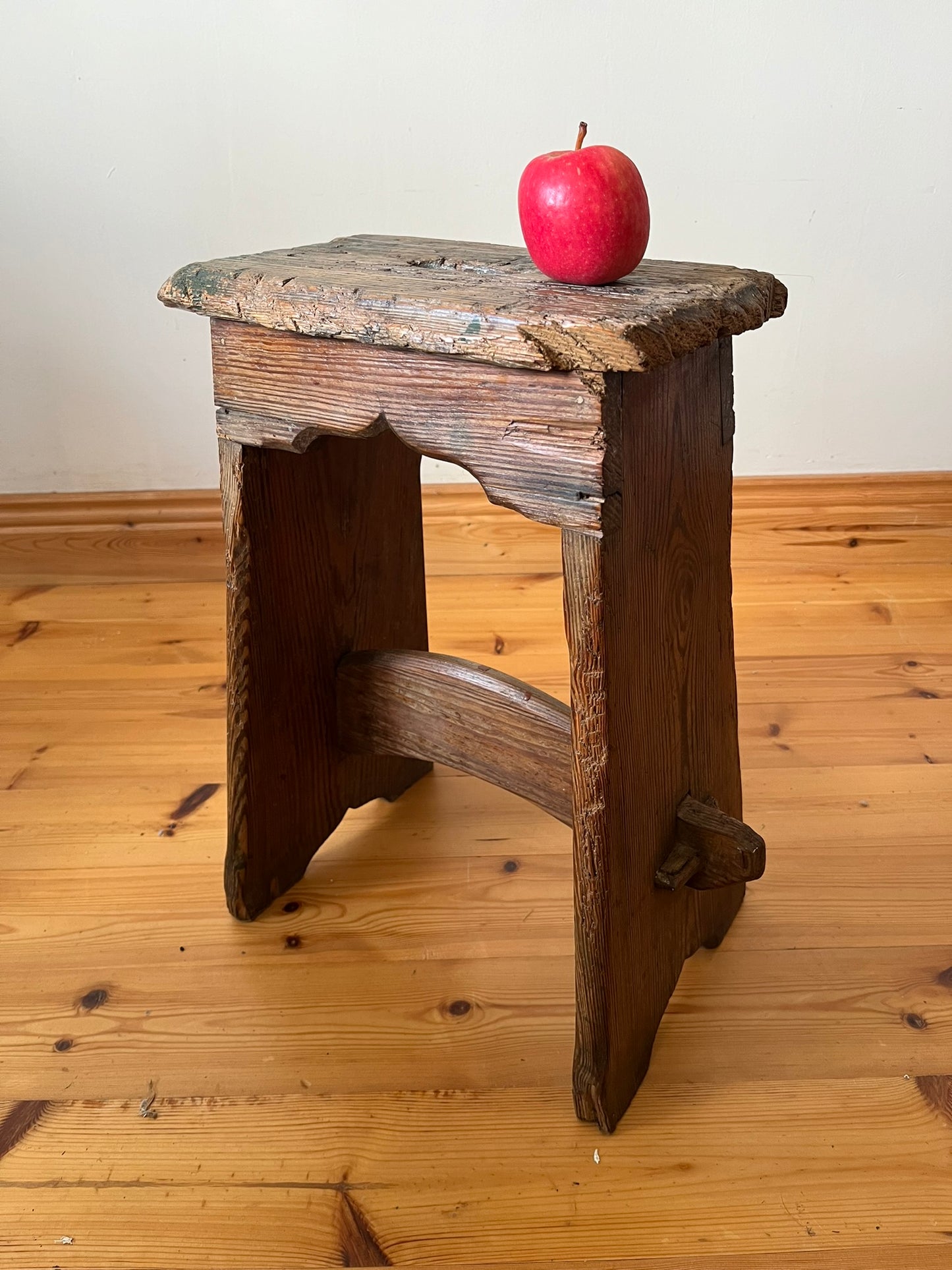 Estate made rustic wooden stool.