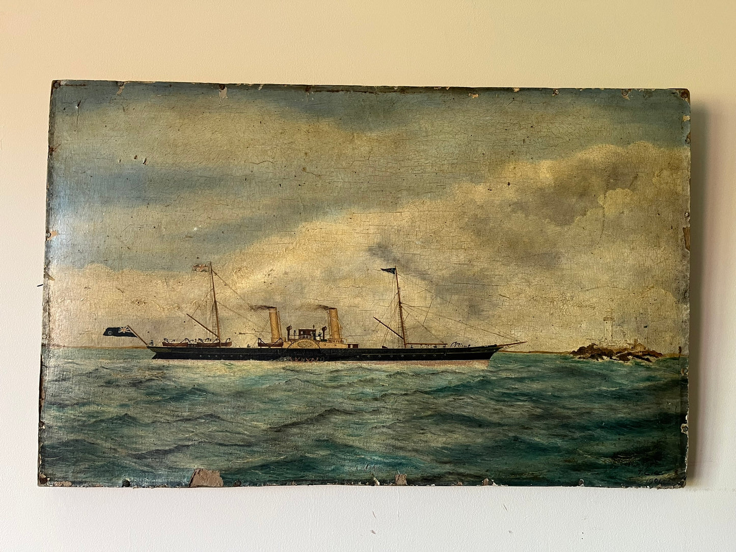 Oil on board maritime scene, signed and dated, 1901.