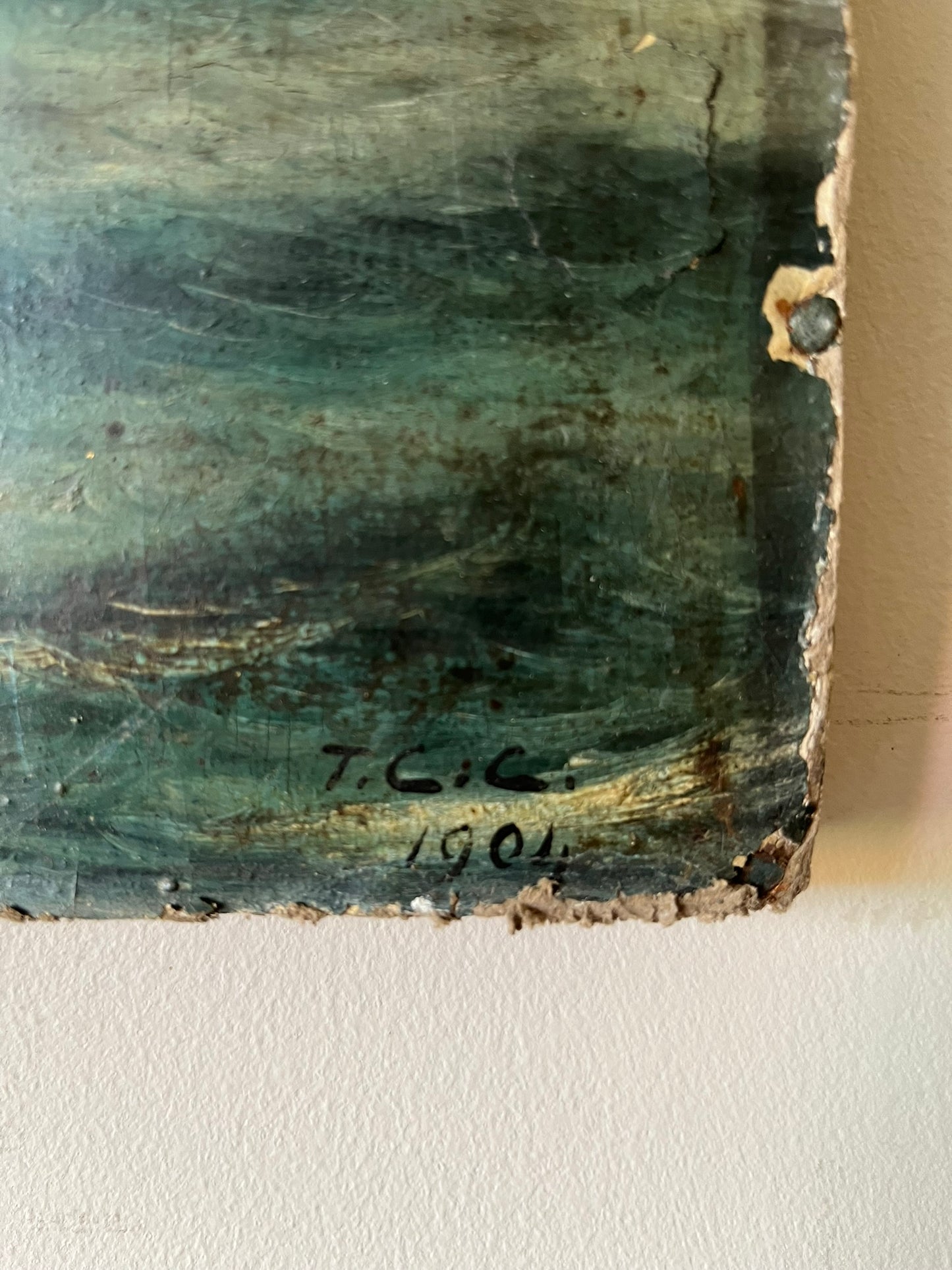 Oil on board maritime scene, signed and dated, 1901.