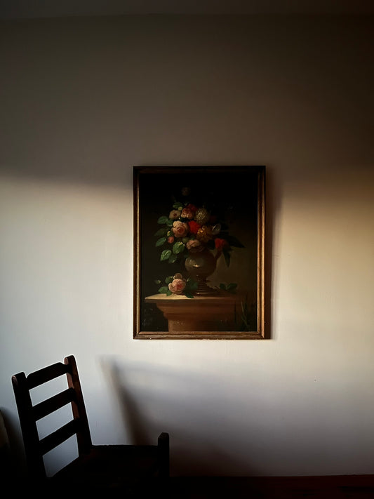 Large oil on canvas, still life of flowers, Dutch school, 17th/18th century.