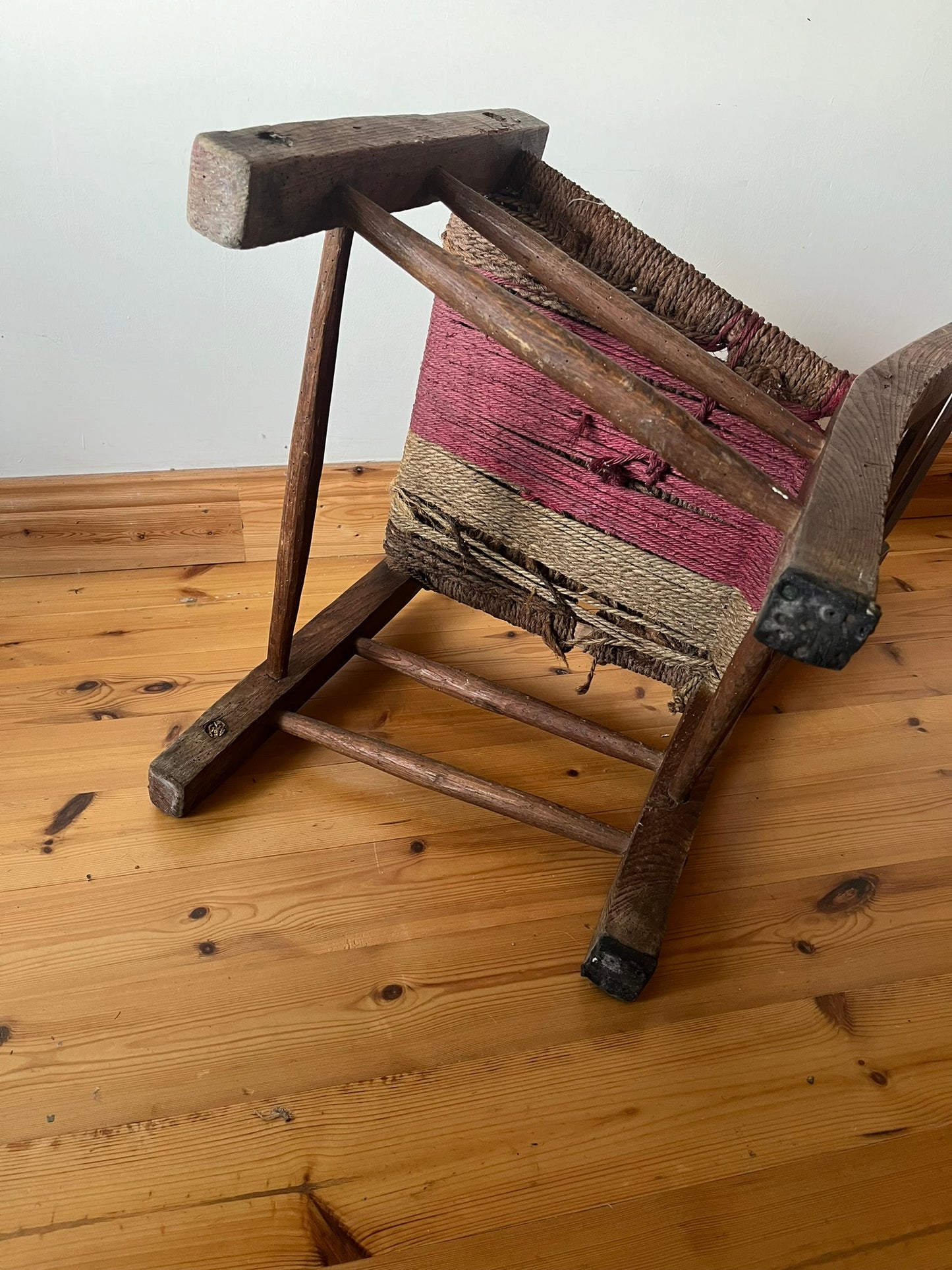 Untouched 19th century Irish vernacular sugan chair.