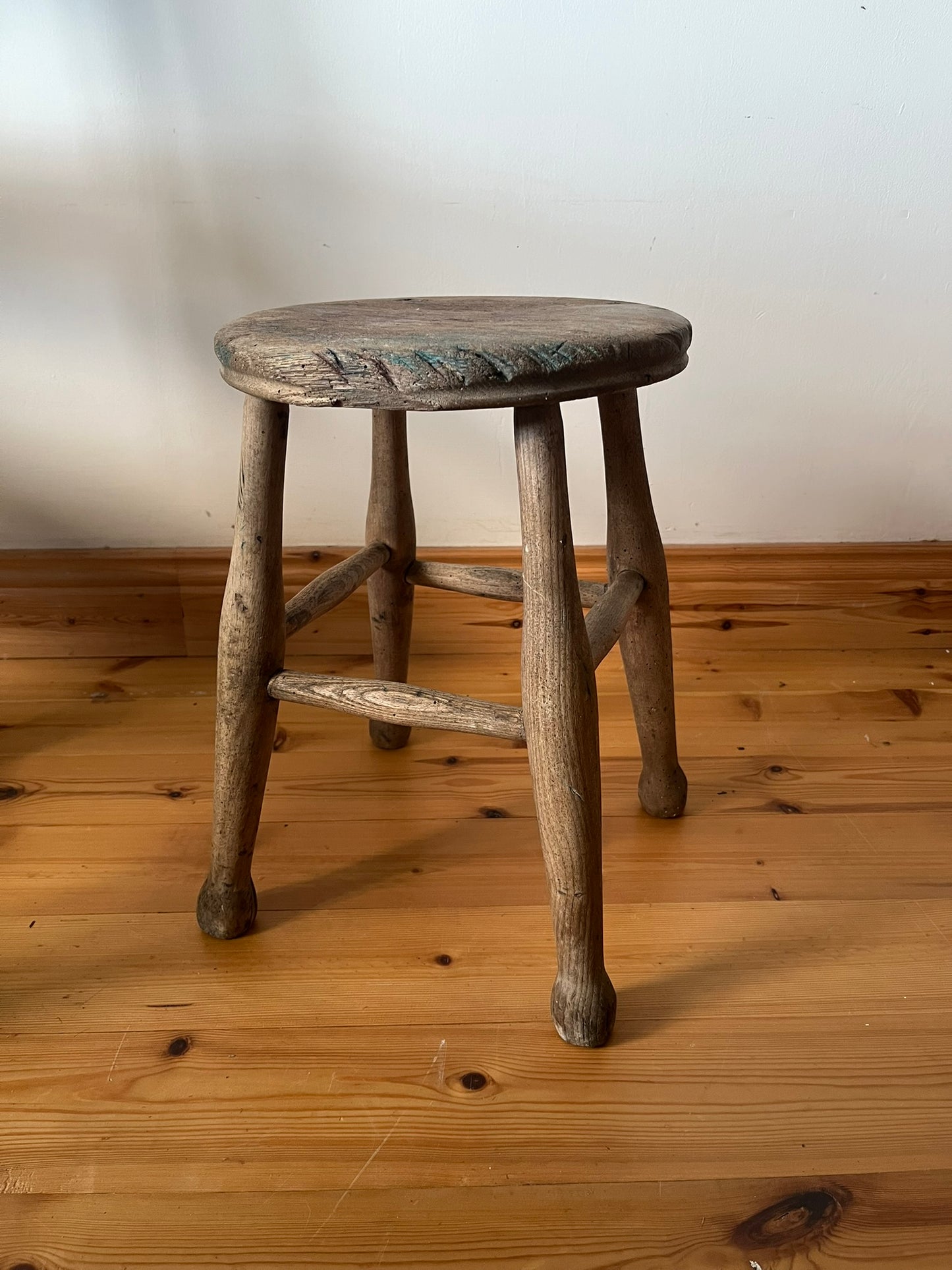 Rustic oak stool.