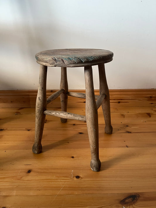 Rustic oak stool.