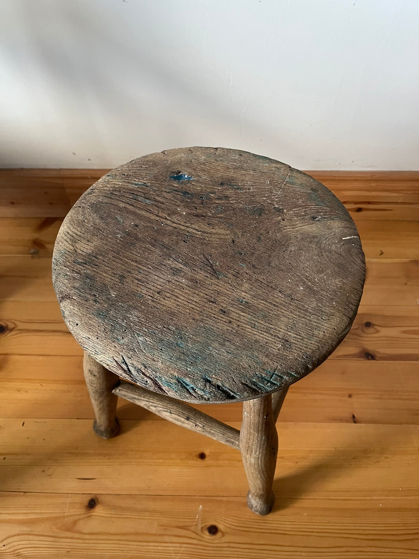 Rustic oak stool.