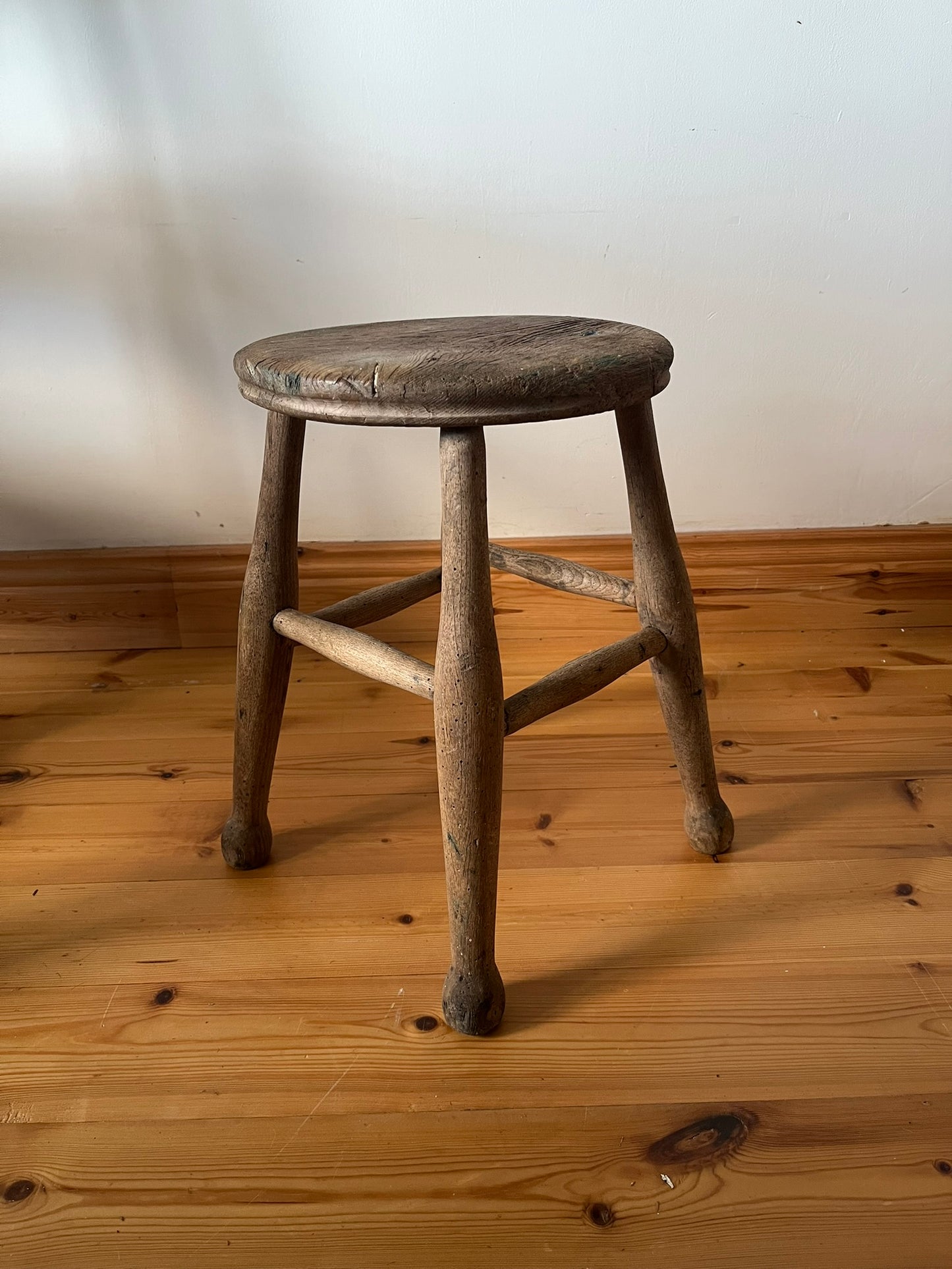 Rustic oak stool.