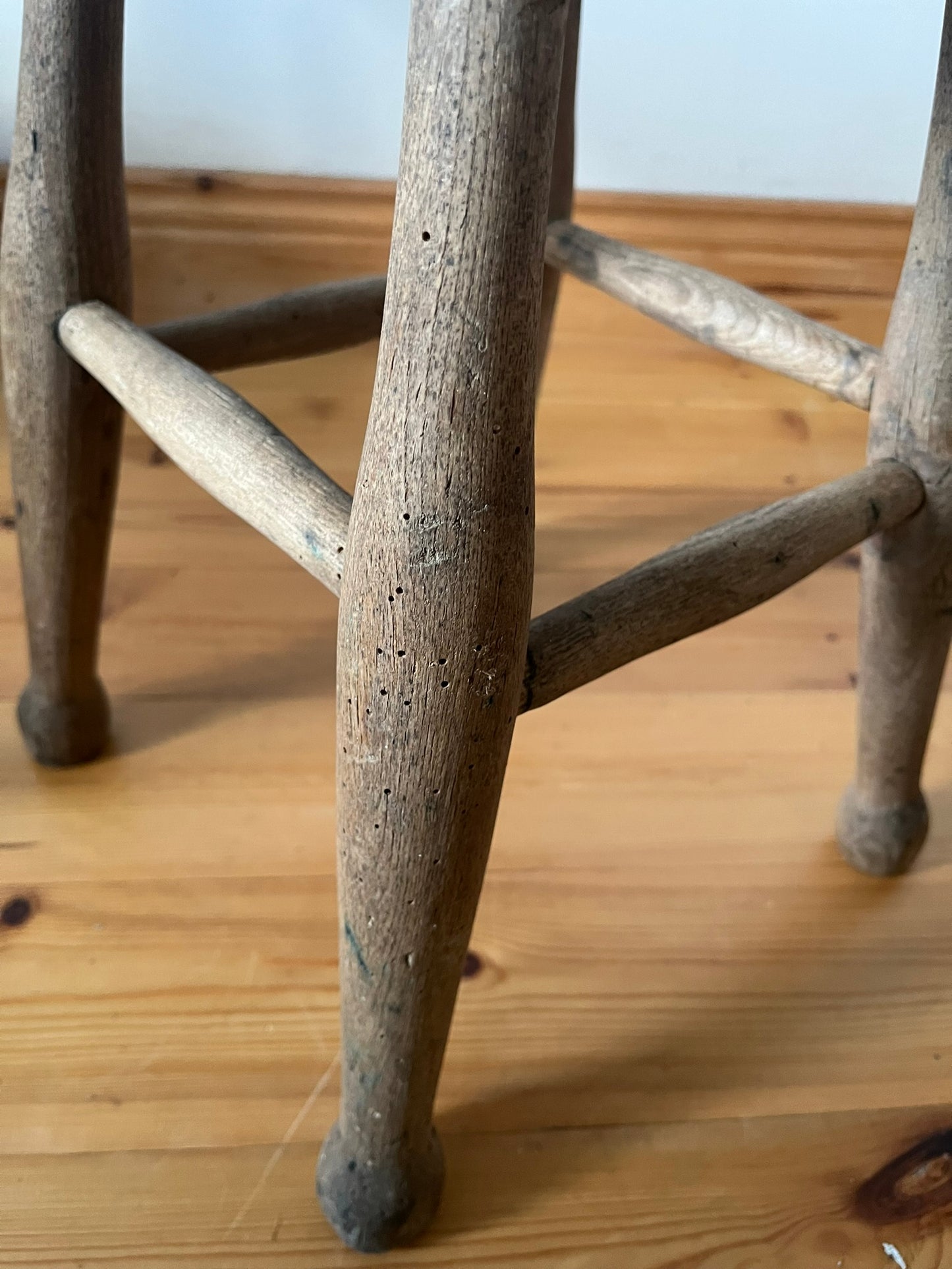 Rustic oak stool.